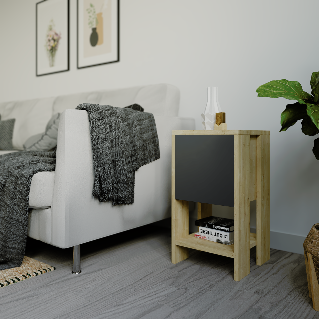 Ema Nightstand - Anthracite Oak - 6