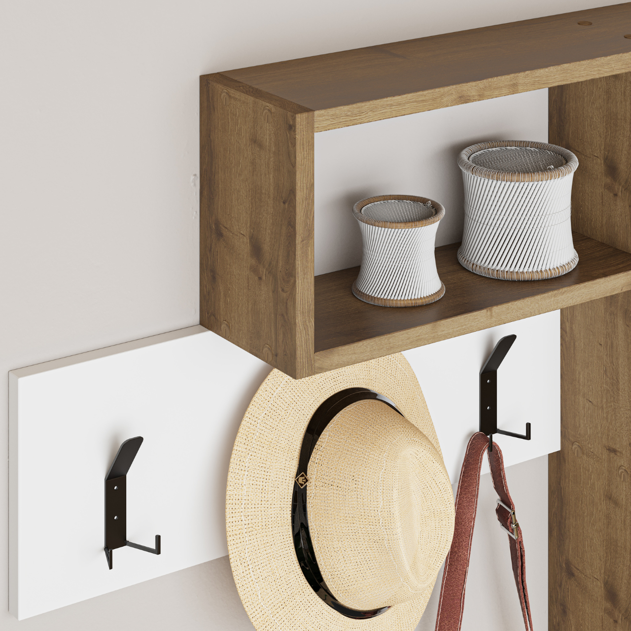 Game Storage Coat & Hat Rack - Walnut White - 4