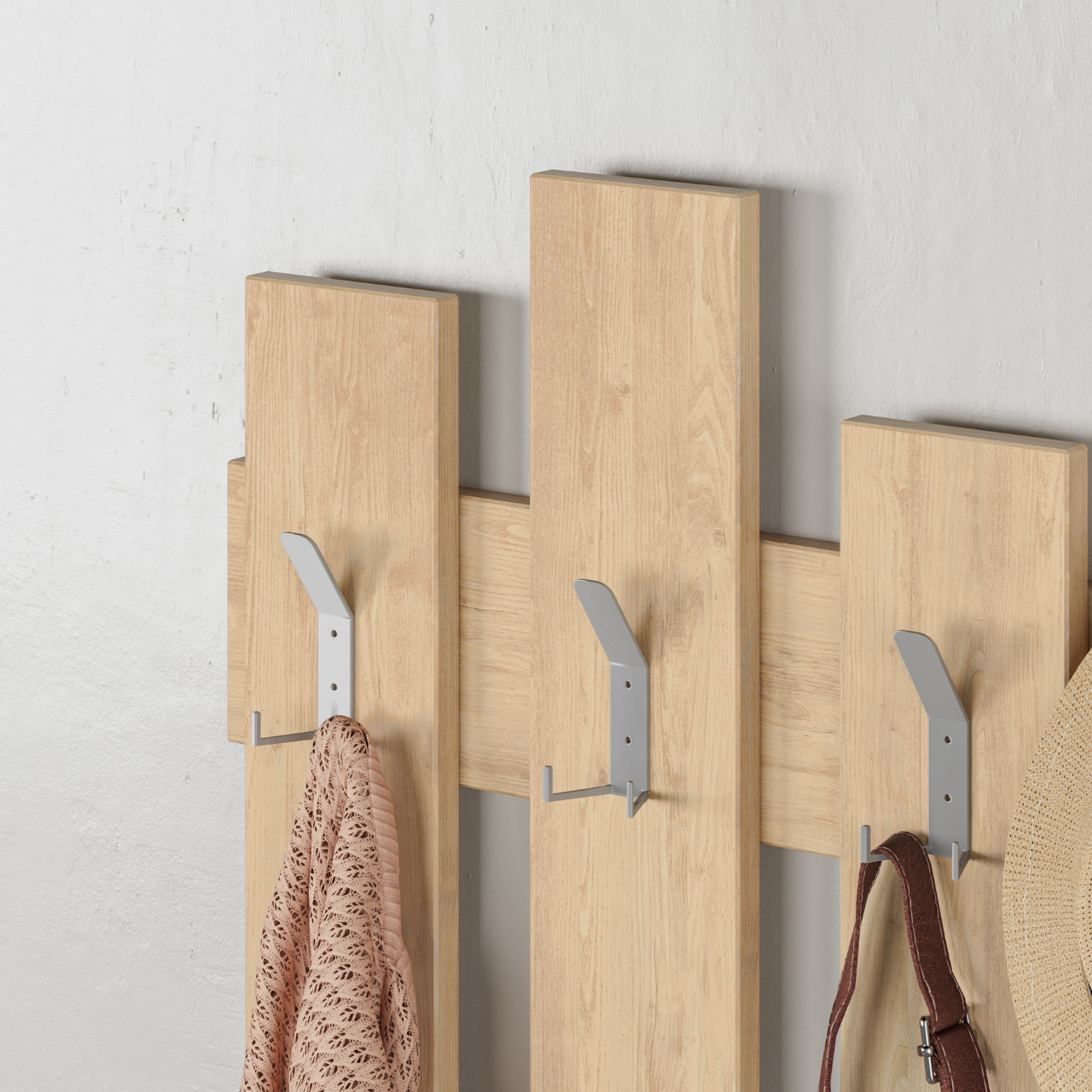 Wave Coat and Hat Rack - Oak - 5