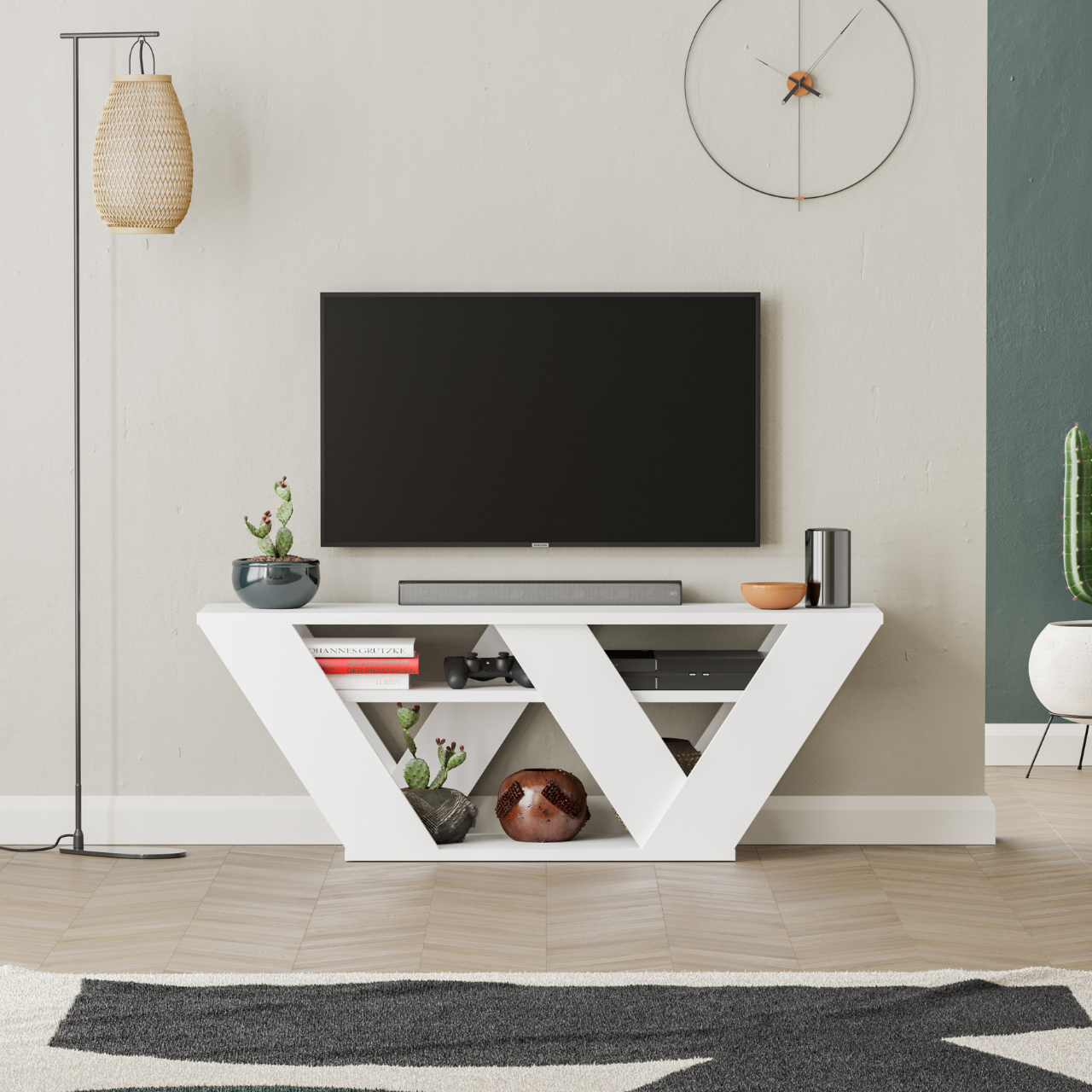 Pipralla TV Stand - White