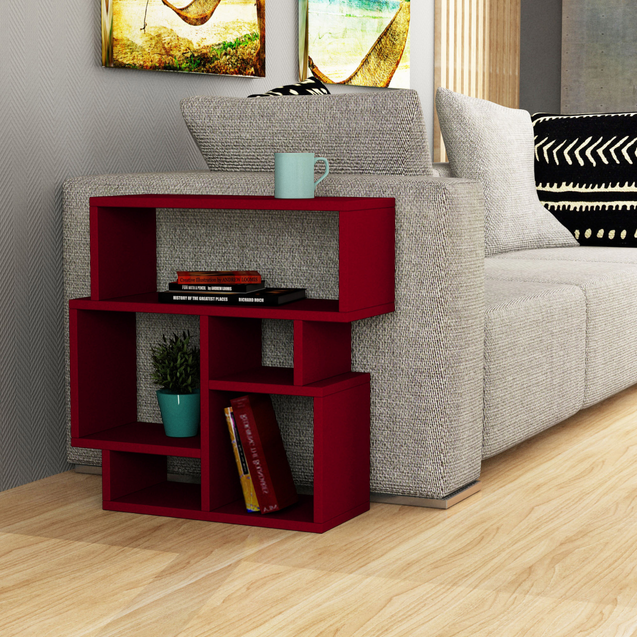 Karma Side Table - Burgundy - 1