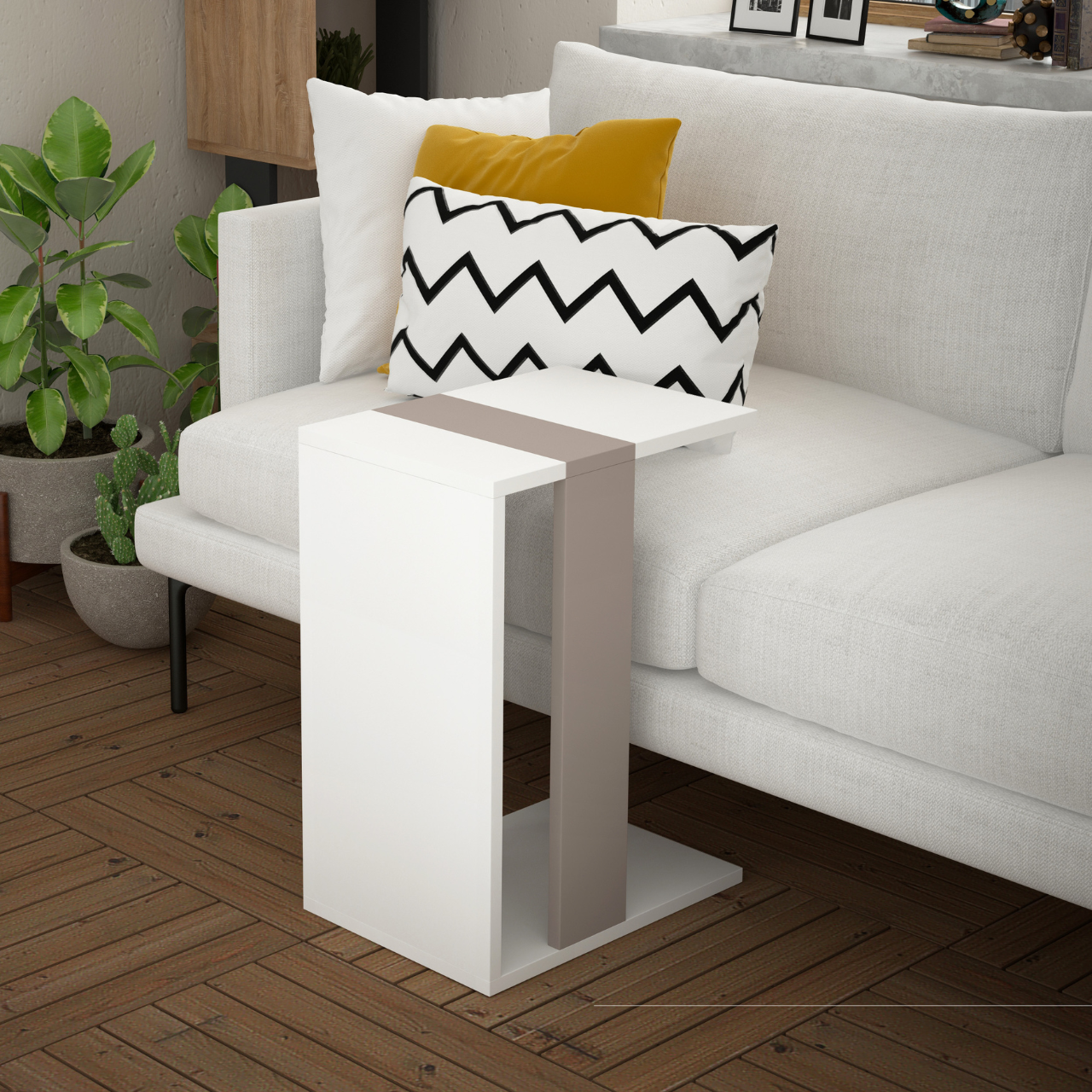 Zetti Side Table - White Mocha - 1