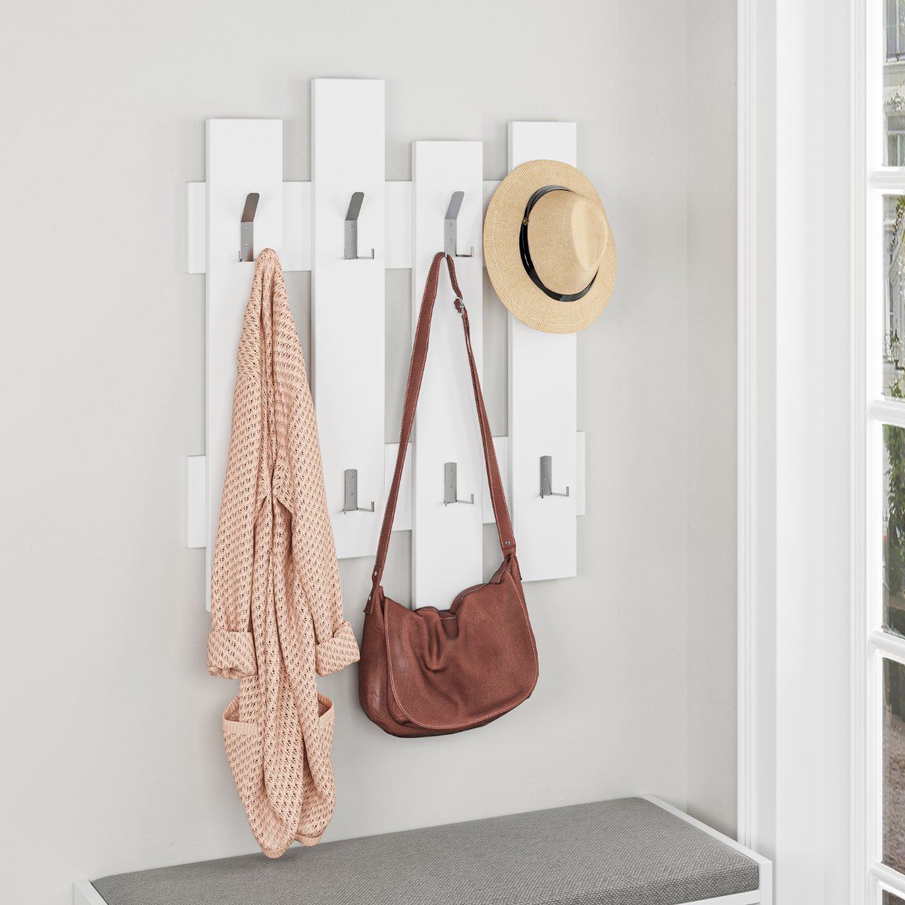 Wave Coat and Hat Rack - White