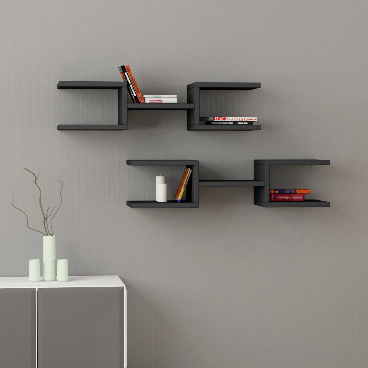 Crab Wall Shelf Set of 2 - Anthracide