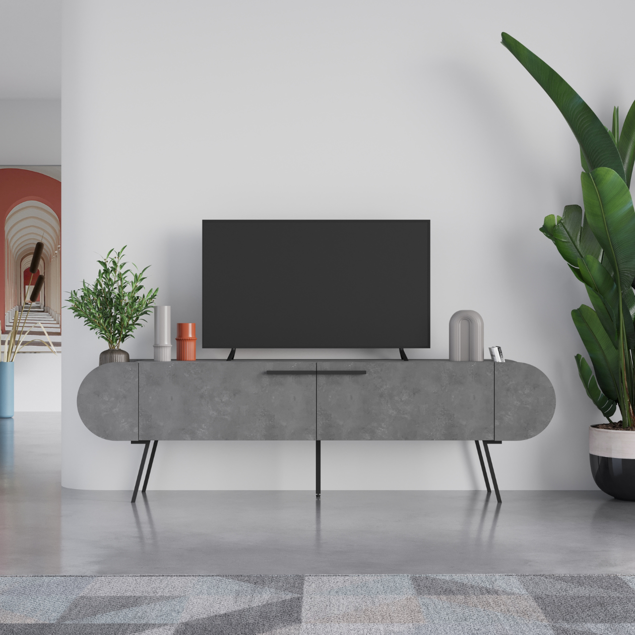 Capsule TV Stand - Retro Grey