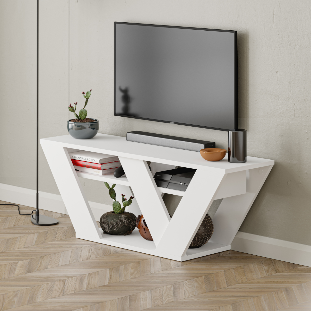 Pipralla TV Stand - White - 7