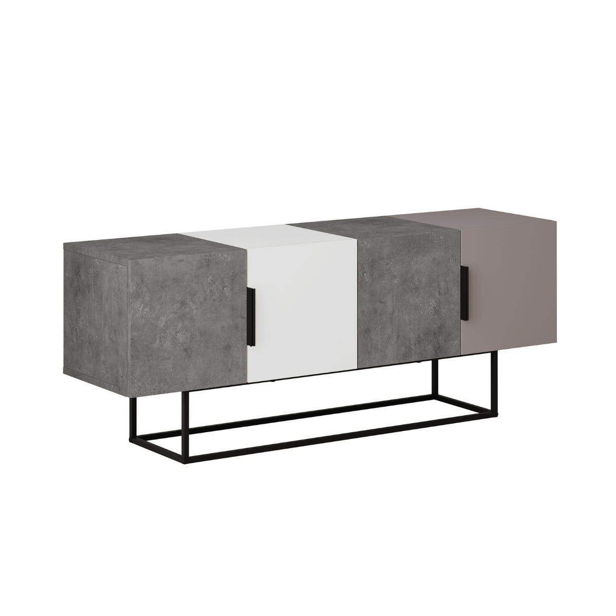 Tontini TV Stand - Retro Grey White - 5