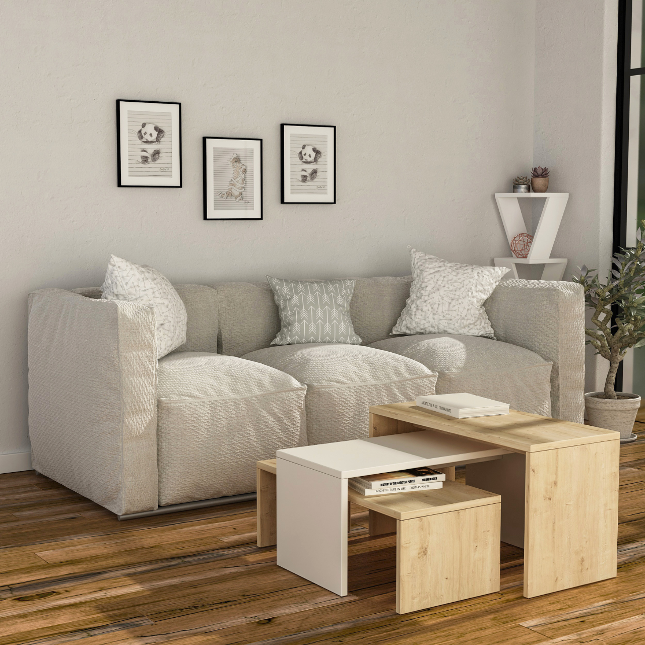 Kanta Coffee Table - Oak White - 1