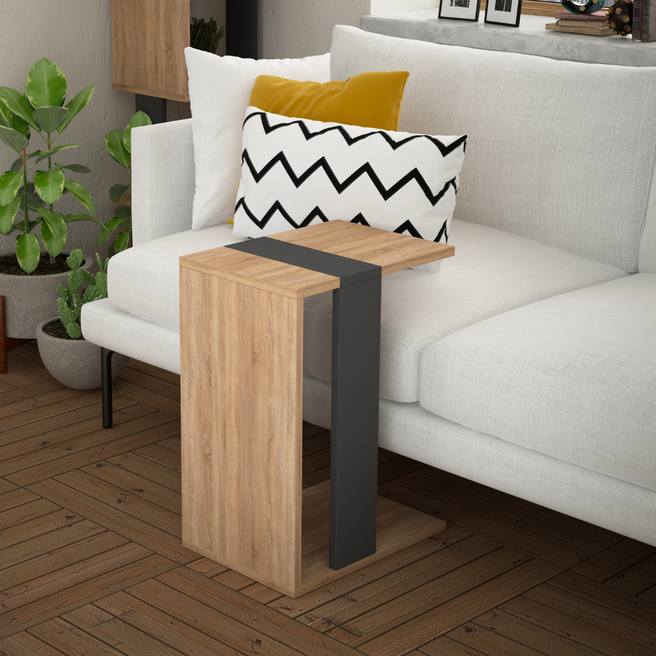 Zetti Side Table - Anthracite Oak - 1