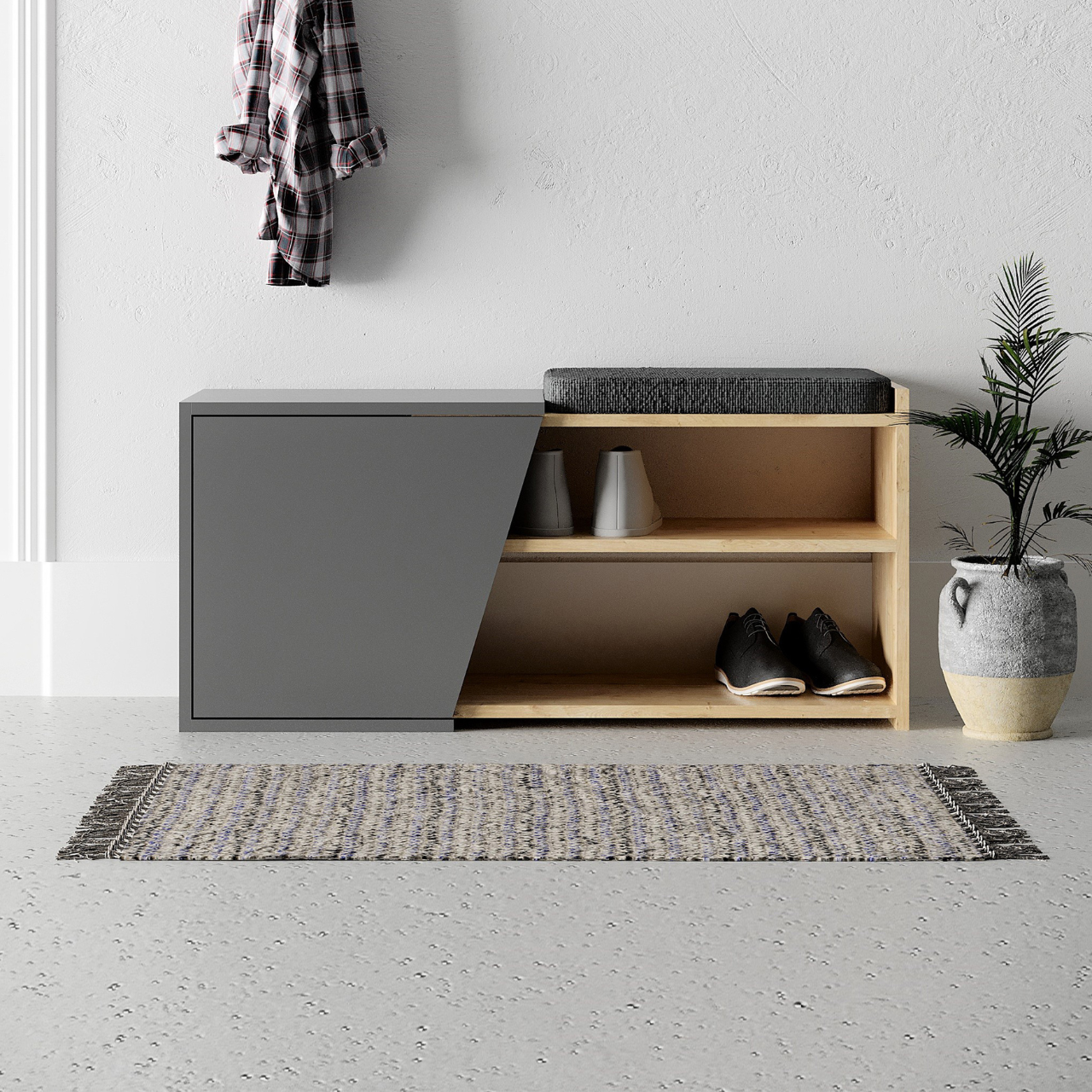 Fiona Shoe Bench - Anthracide Oak
