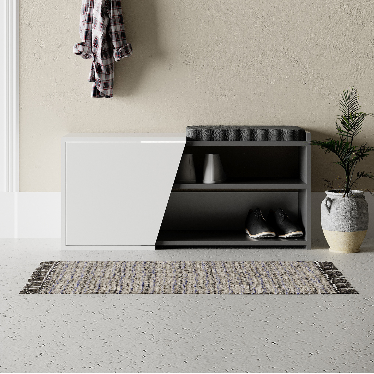 Fiona Shoe Bench - Anthracide White