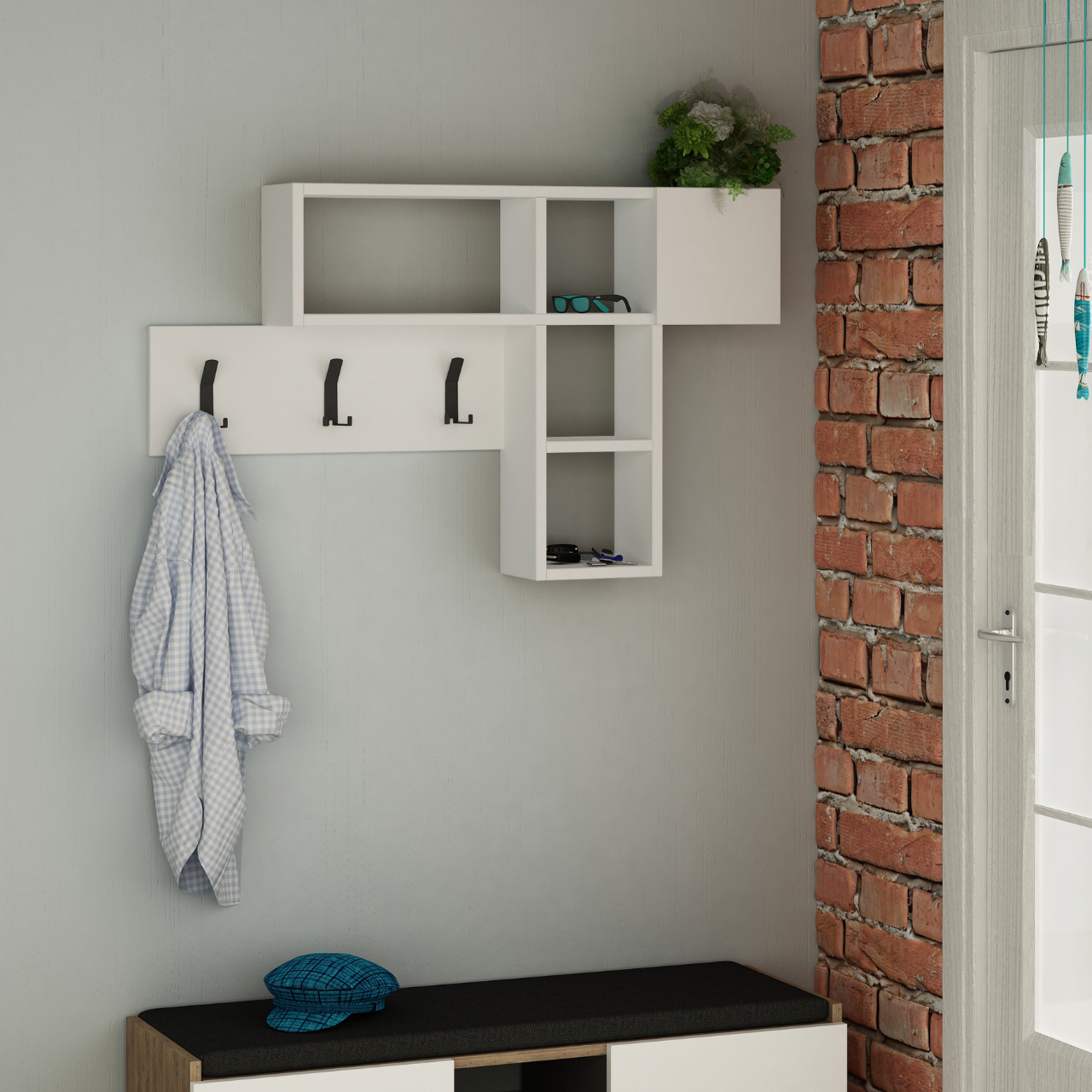 Game Storage Coat & Hat Rack - White - 1