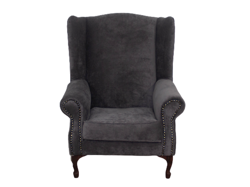 Wingchair - Grey Suede