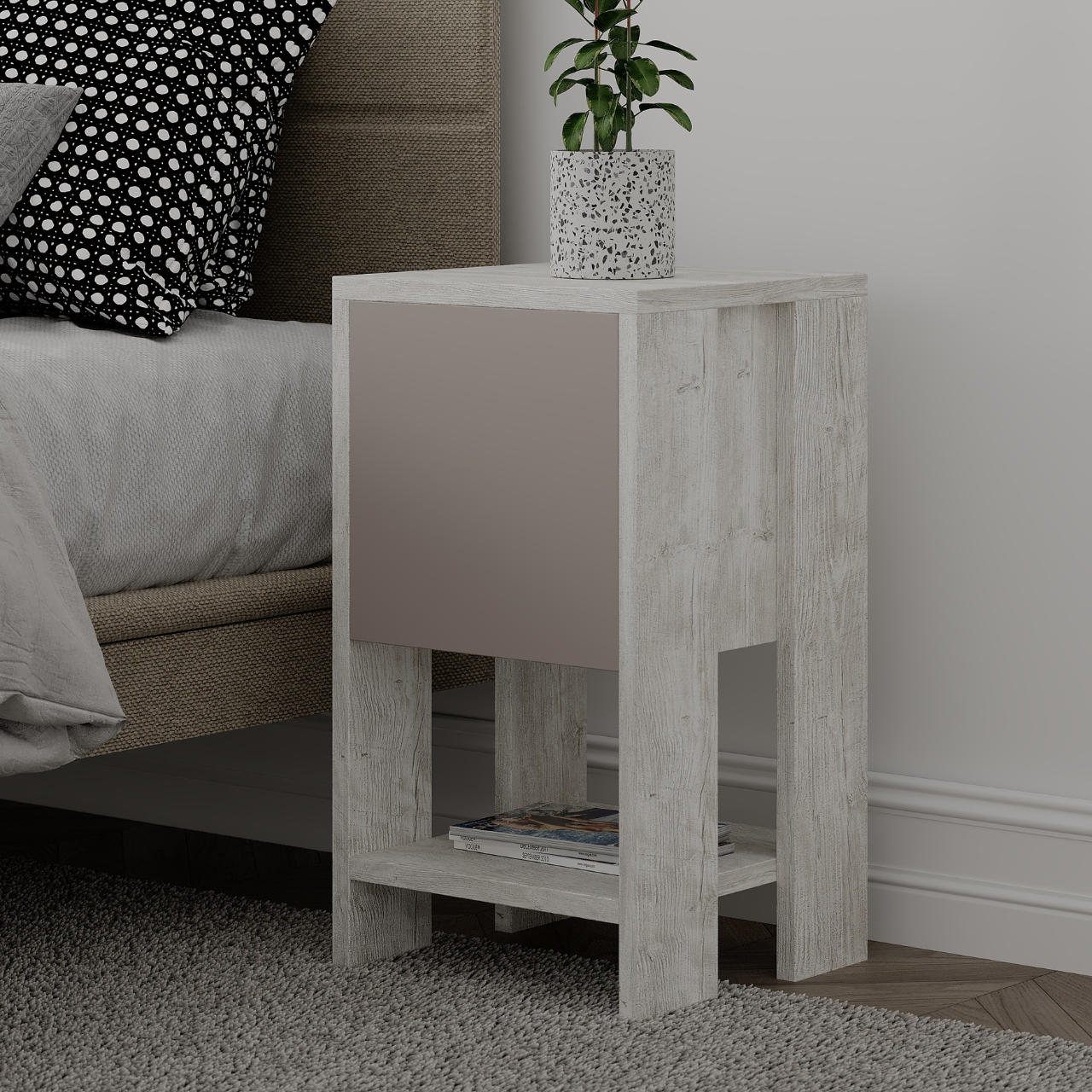 Ema Nightstand - White Mocha - 1