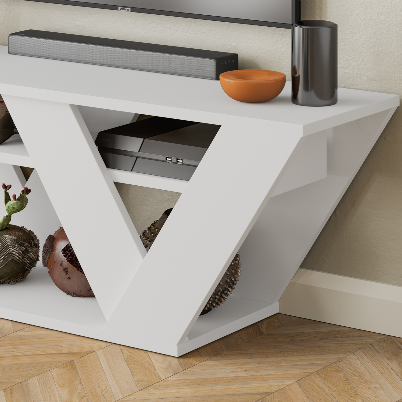 Pipralla TV Stand - White - 8