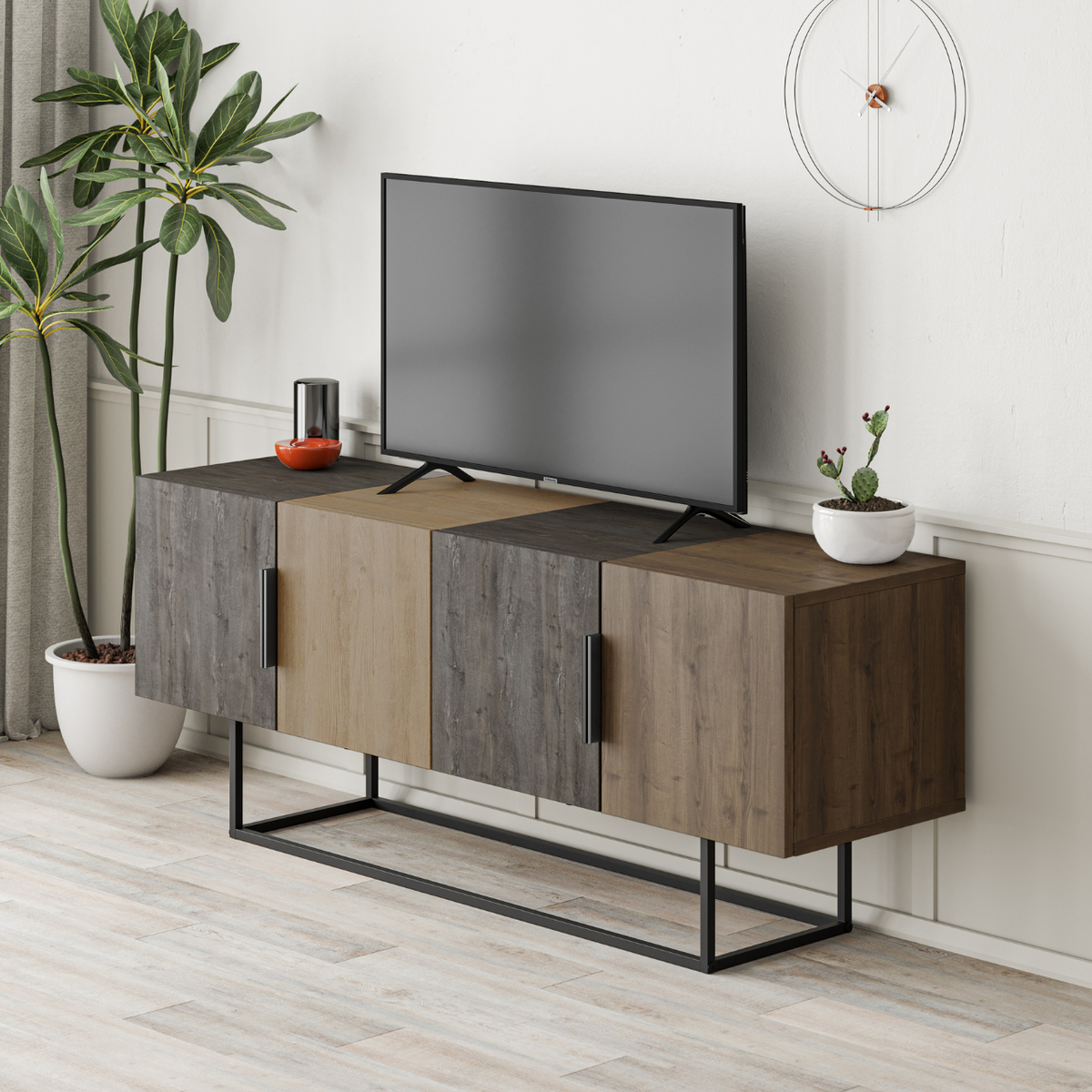 Tontini TV Stand - Oak Dark Coffee