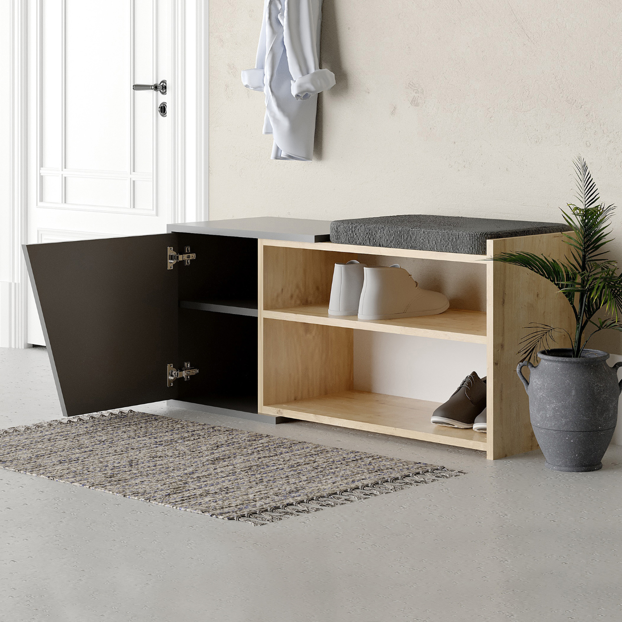 Fiona Shoe Bench - Anthracide Oak - 6