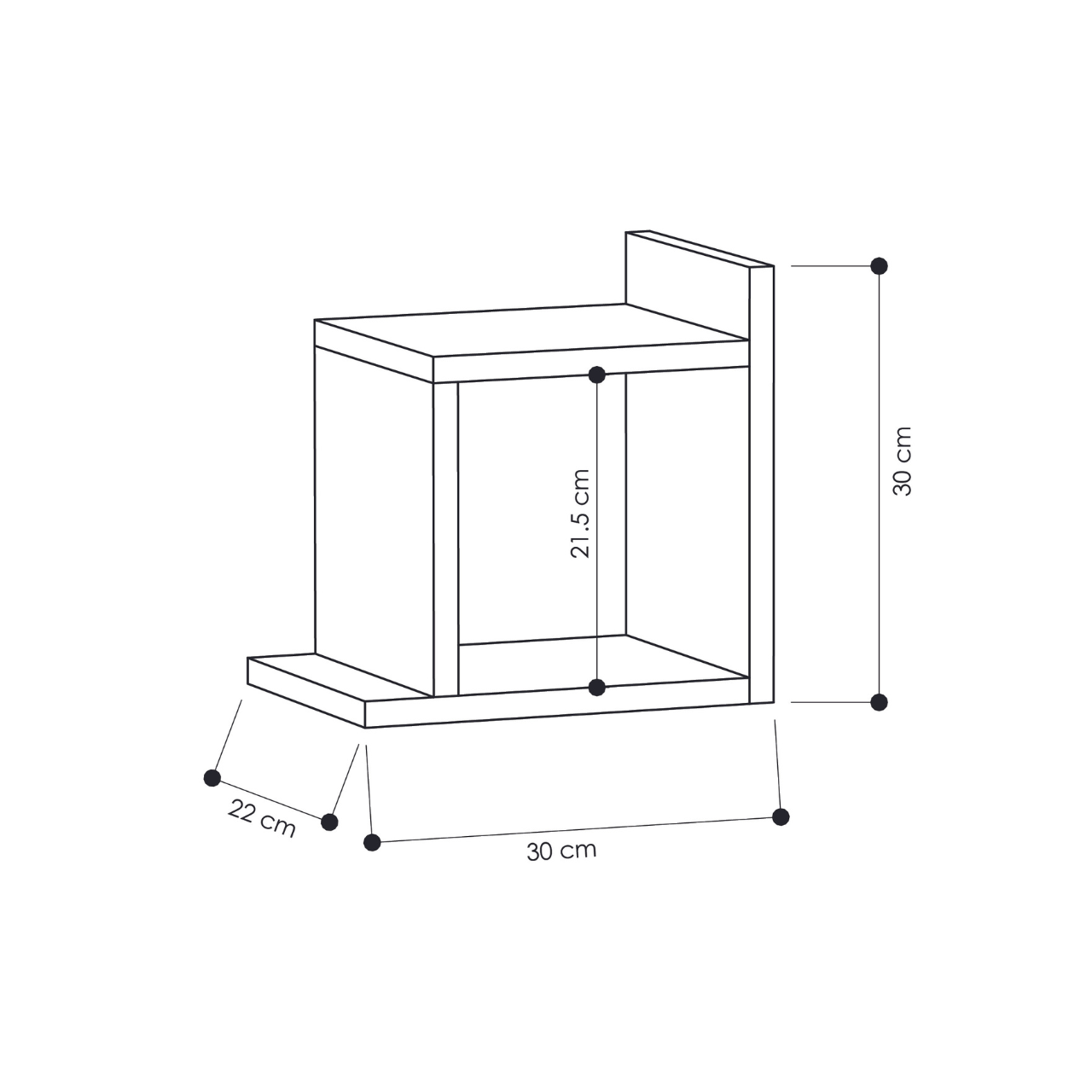 Box Wall Shelf - Anthracide Oak - 4
