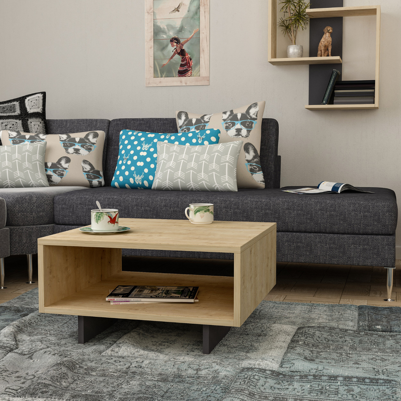 Hola Coffee Table - Anthracite Oak - 3