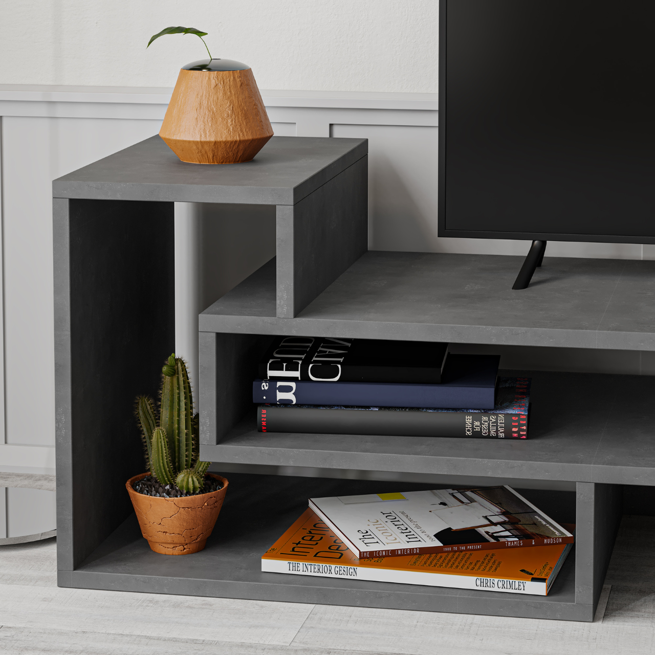 Tetra TV Stand - Retro Grey - 6