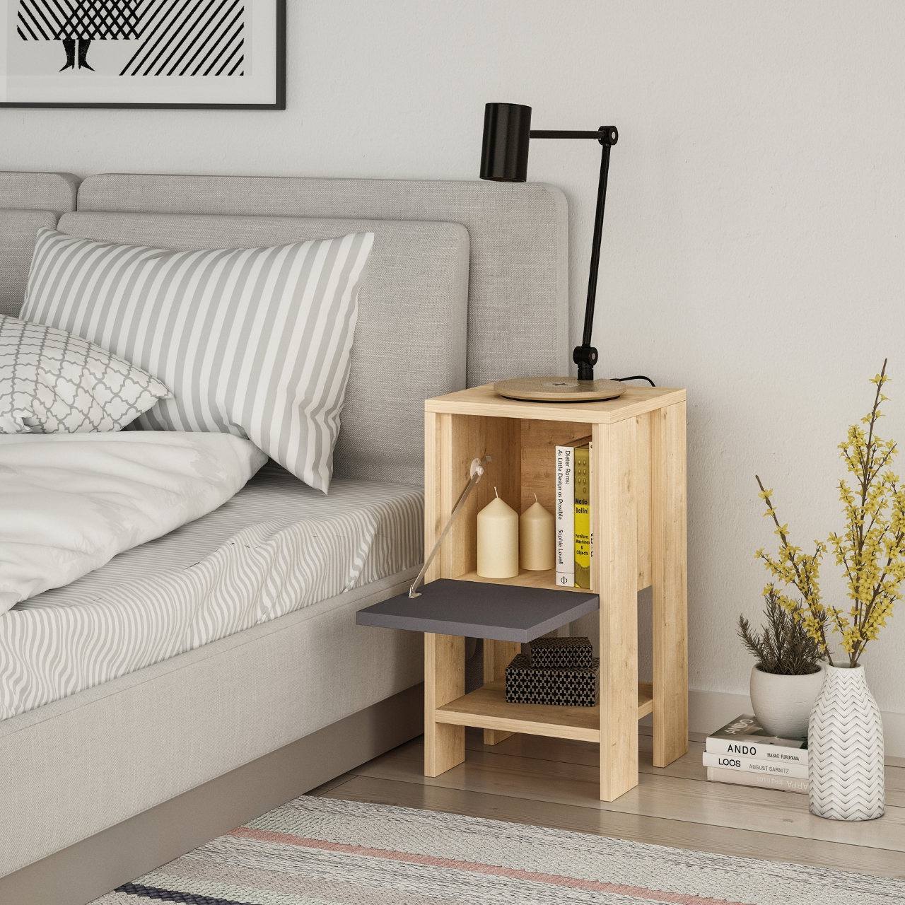 Ema Nightstand - Anthracite Oak - 5
