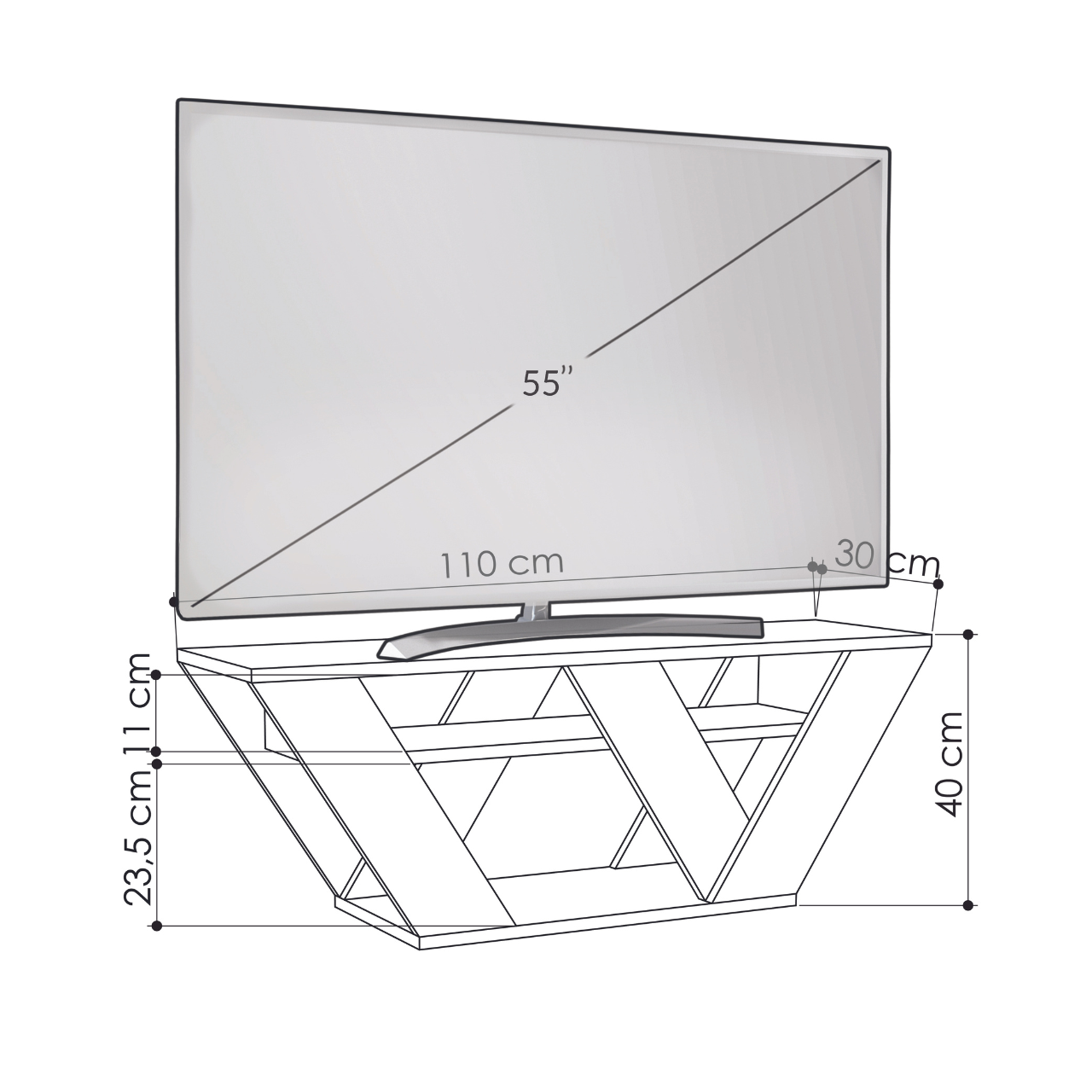 Pipralla TV Stand - White - 5