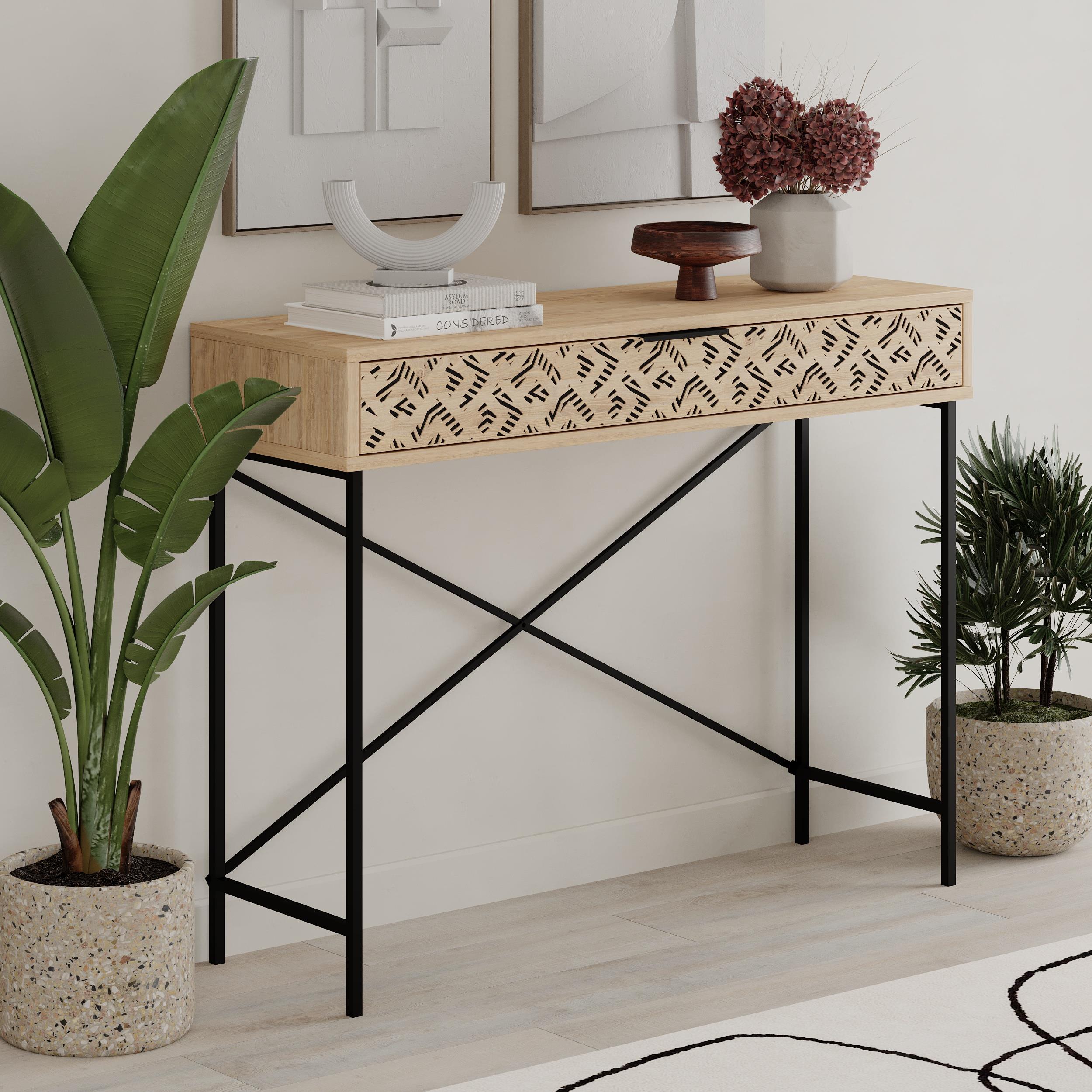 Heaton Console Side Table - Oak - 7