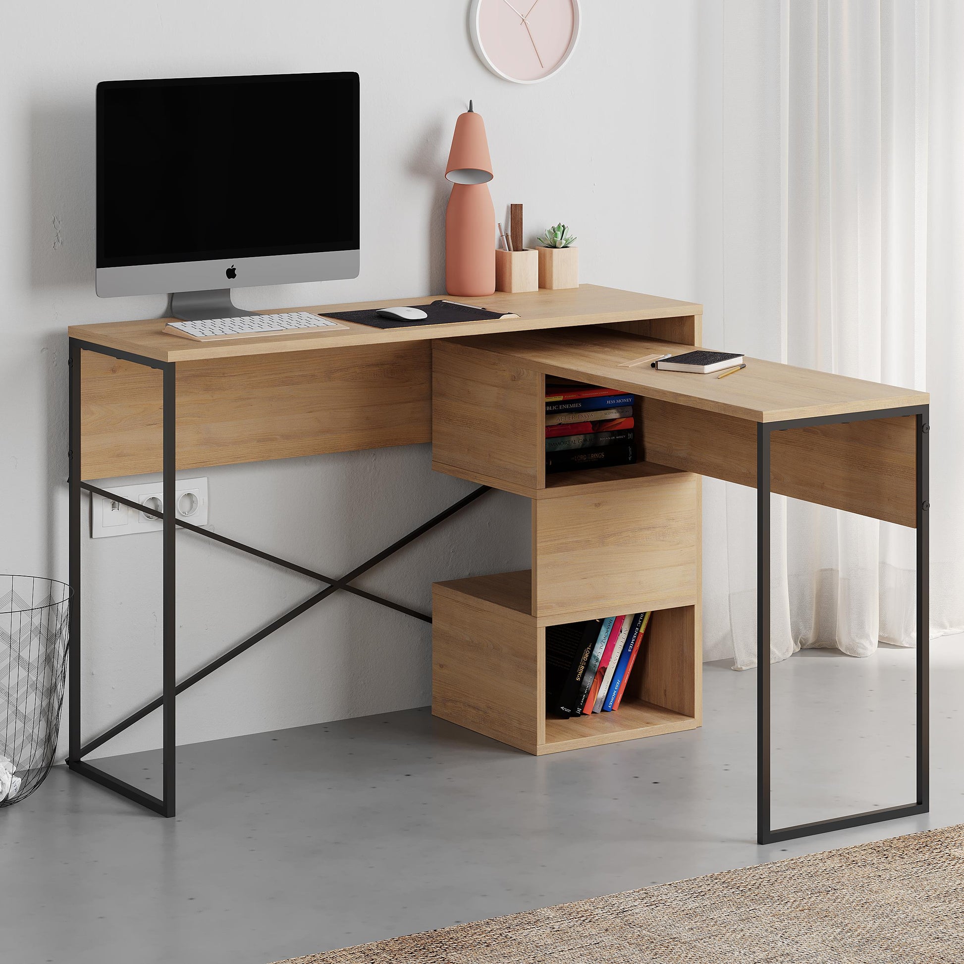 Badau Multi Purpose Office Desk - Oak - 9
