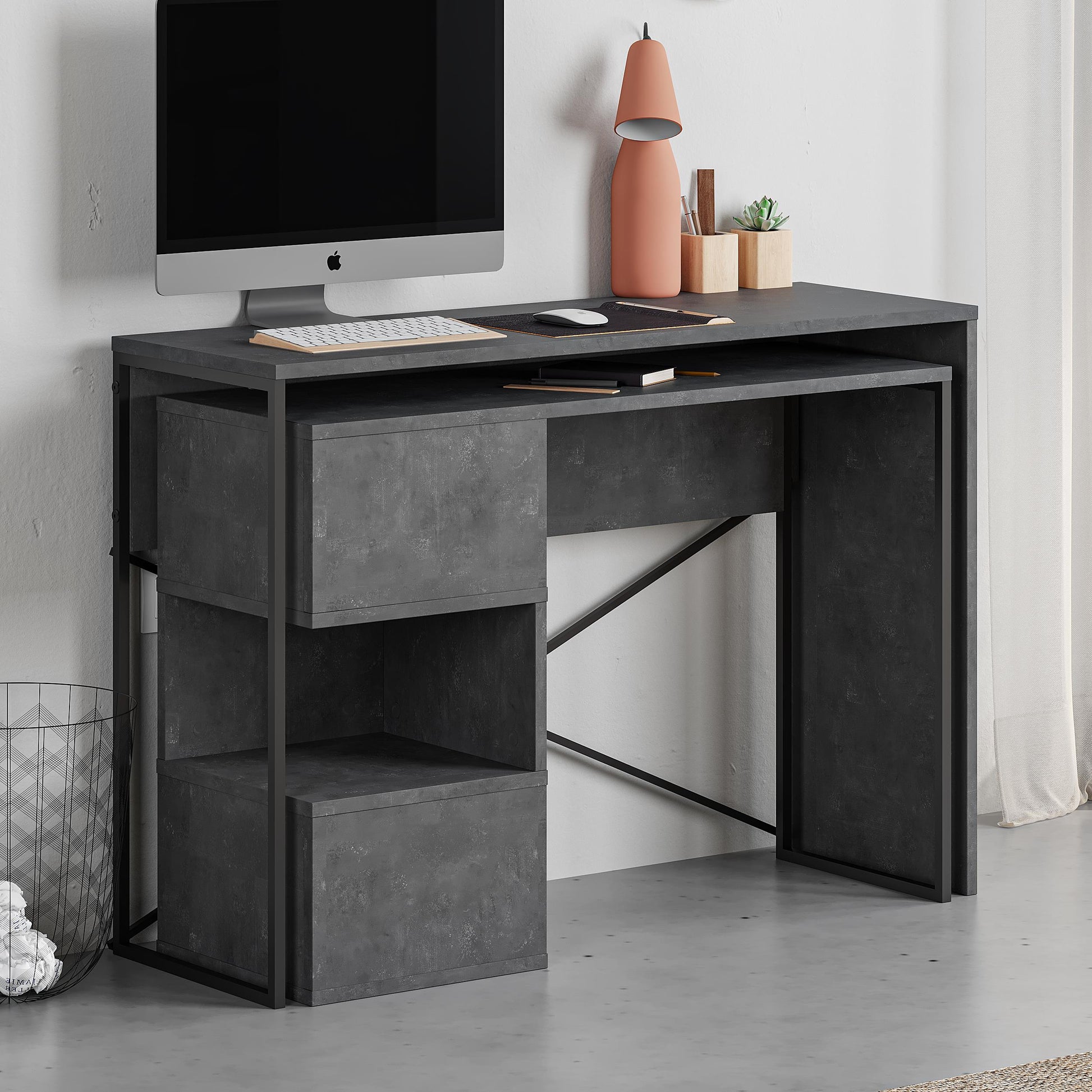 Badau Multi Purpose Office Desk - Retro Grey - 8
