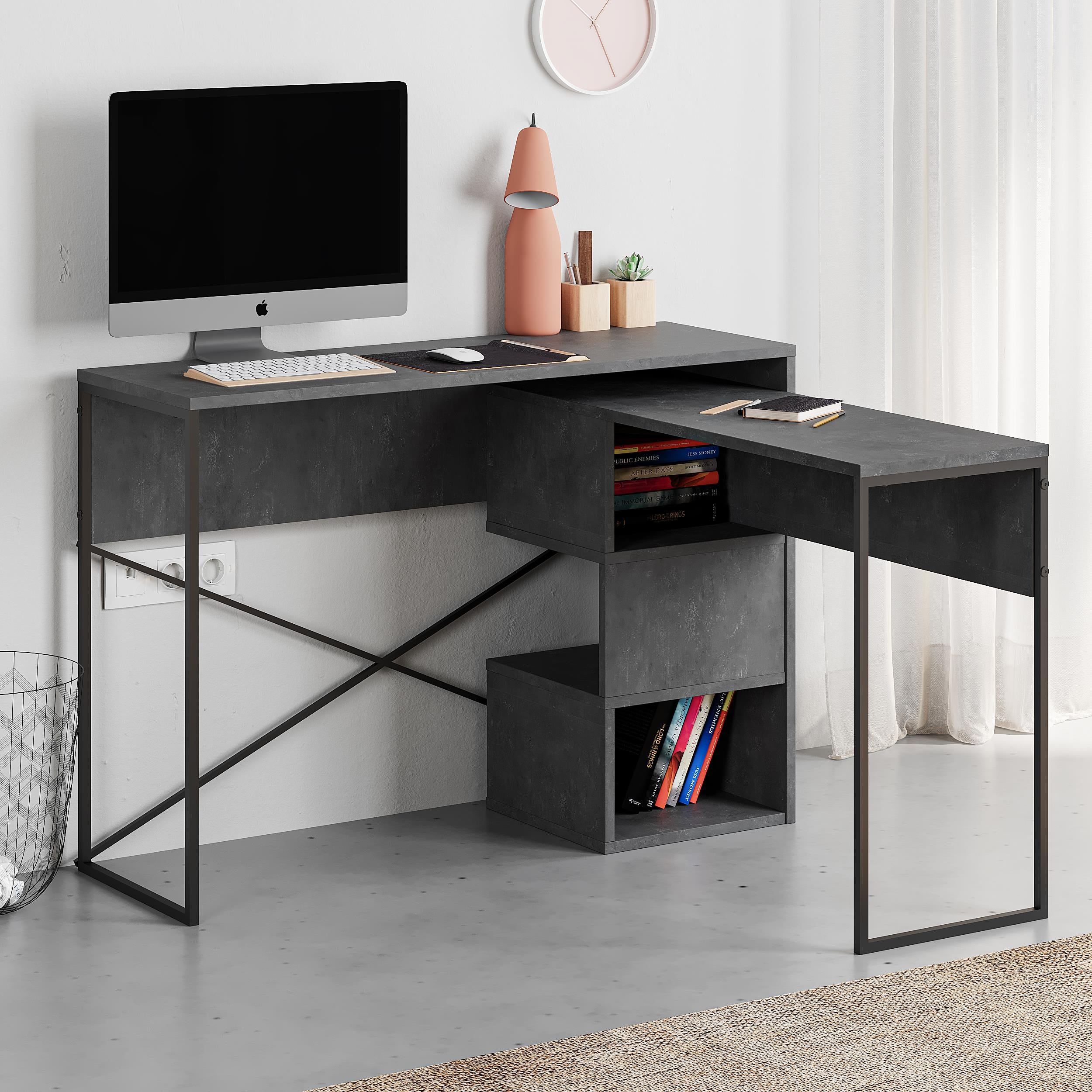 Badau Multi Purpose Office Desk - Retro Grey - 6