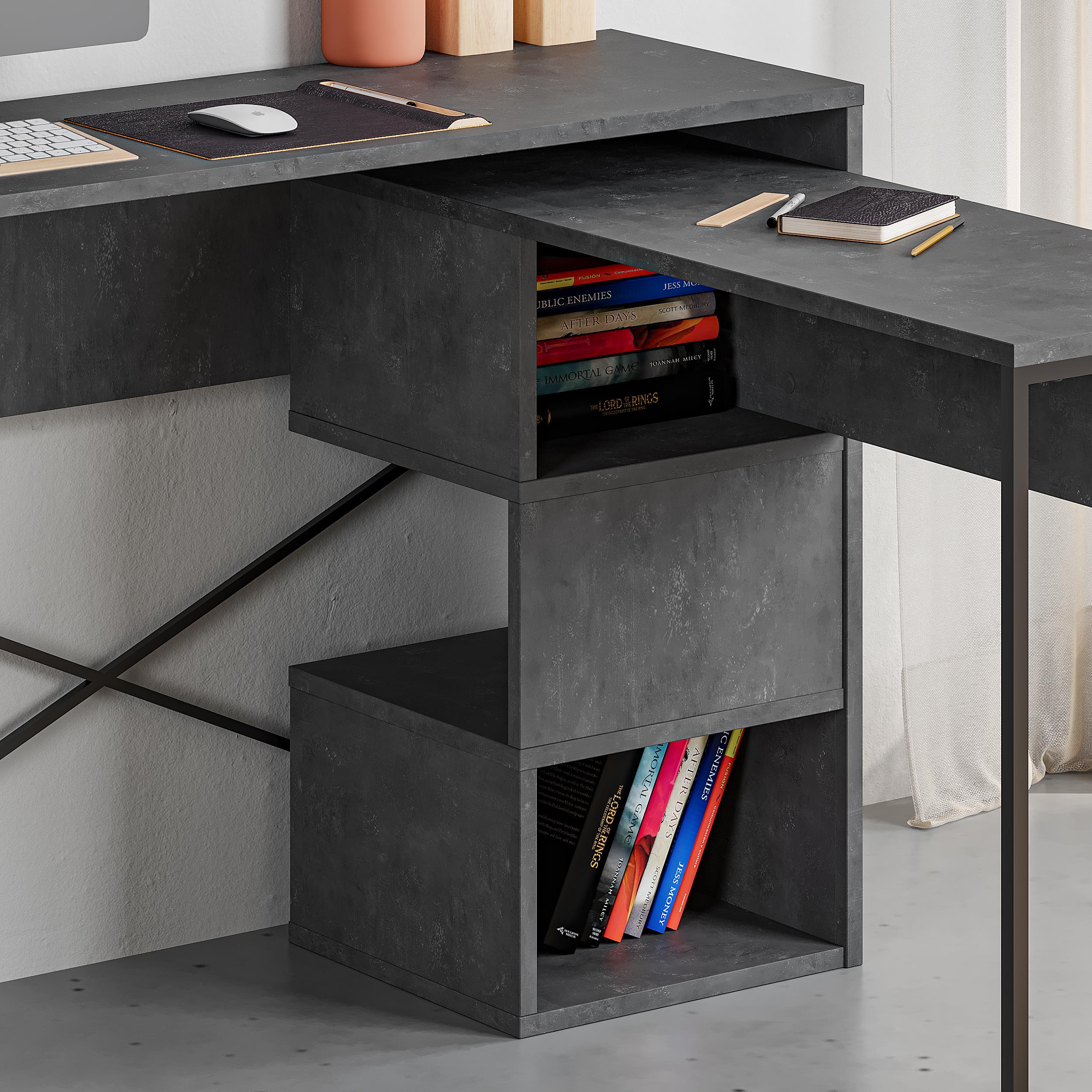 Badau Multi Purpose Office Desk - Retro Grey - 13