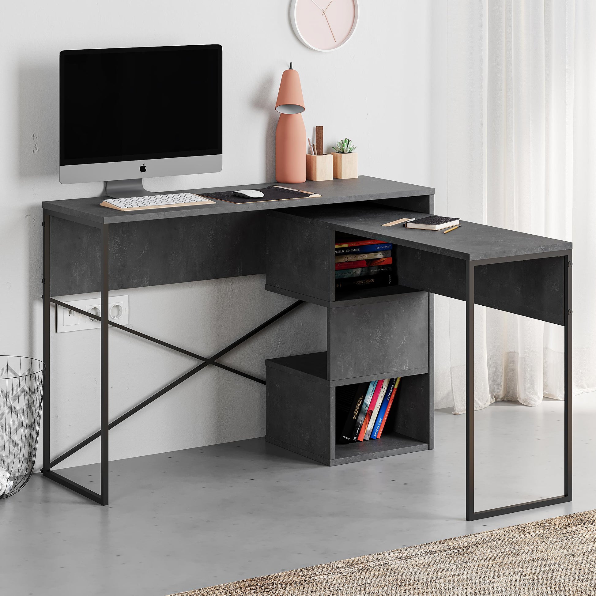 Badau Multi Purpose Office Desk - Retro Grey