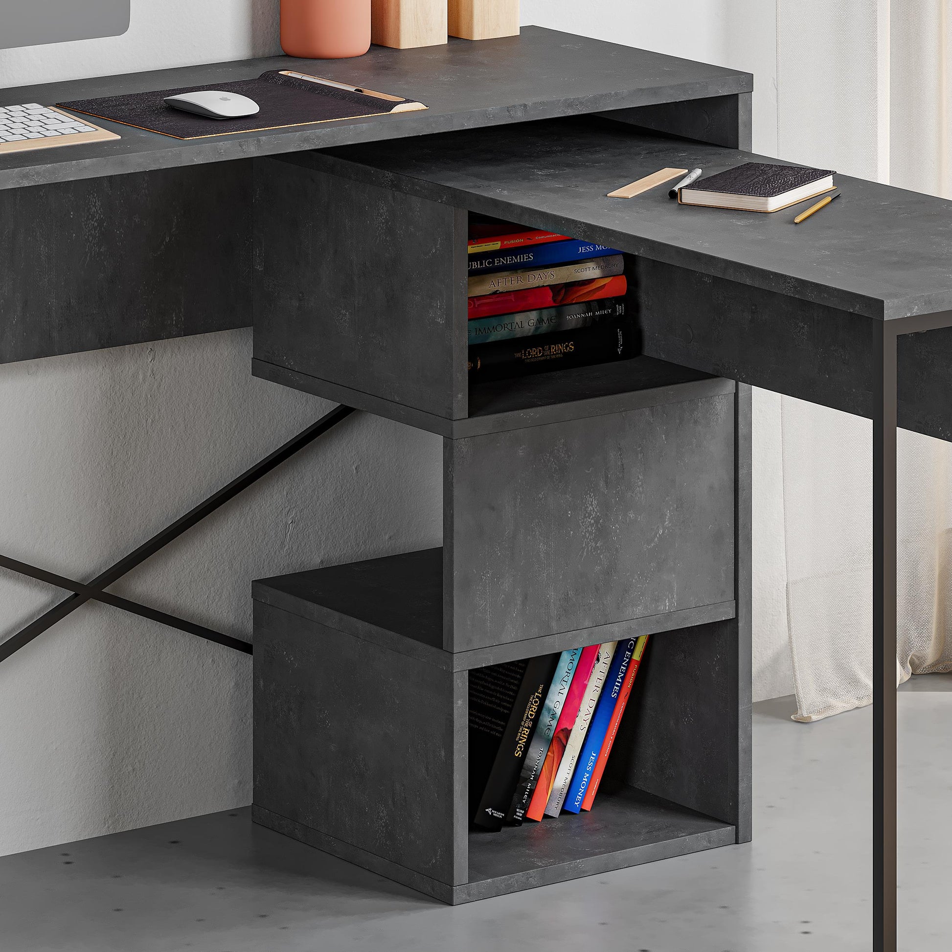 Badau Multi Purpose Office Desk - Retro Grey - 7