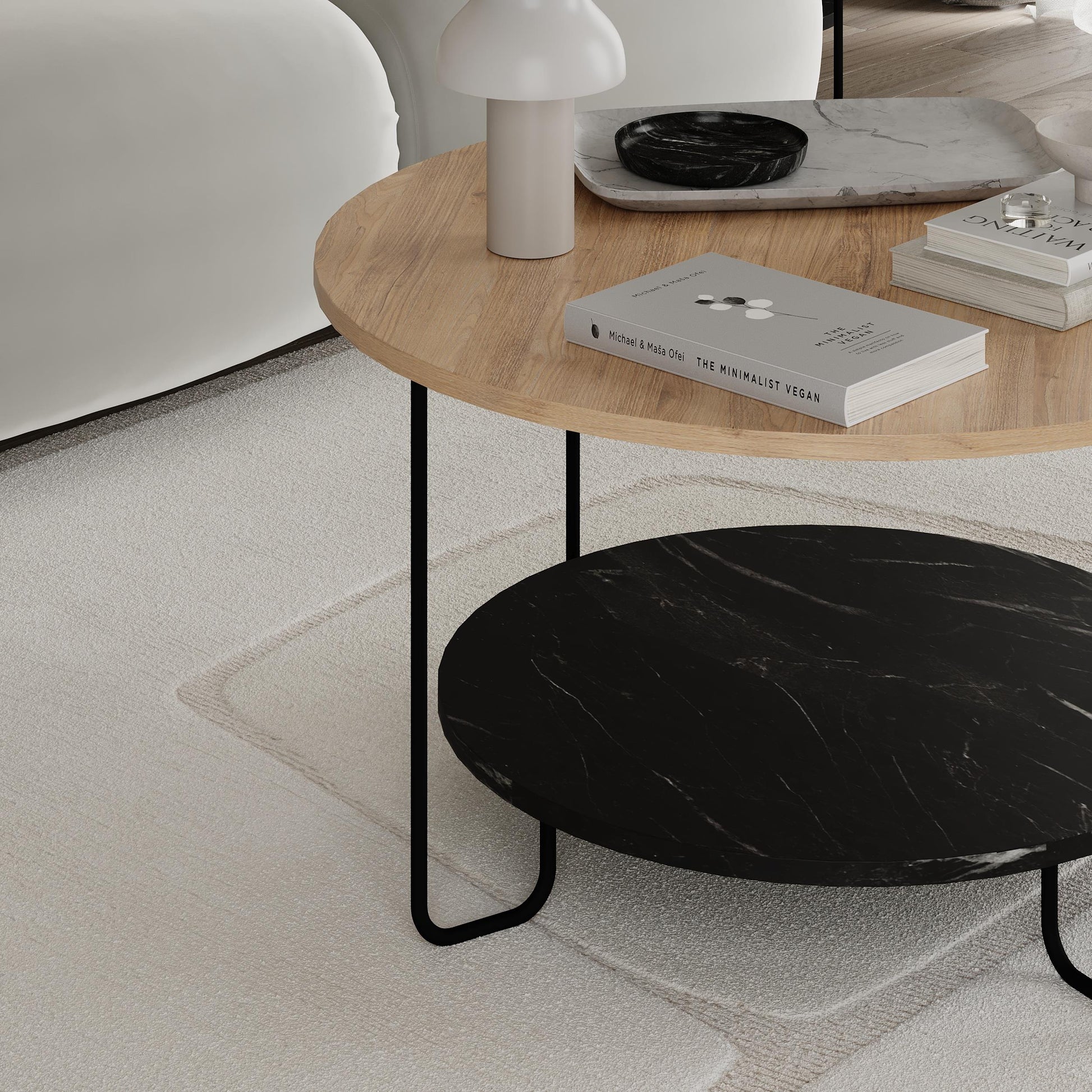 Corro Round Coffee Table - Oak Black - 5