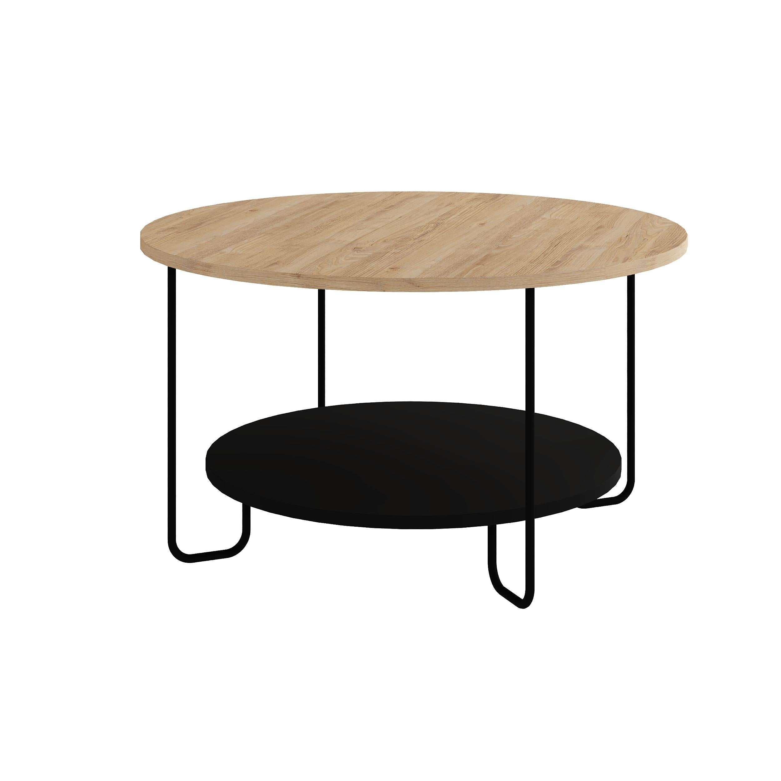 Corro Round Coffee Table - Oak Black - 2