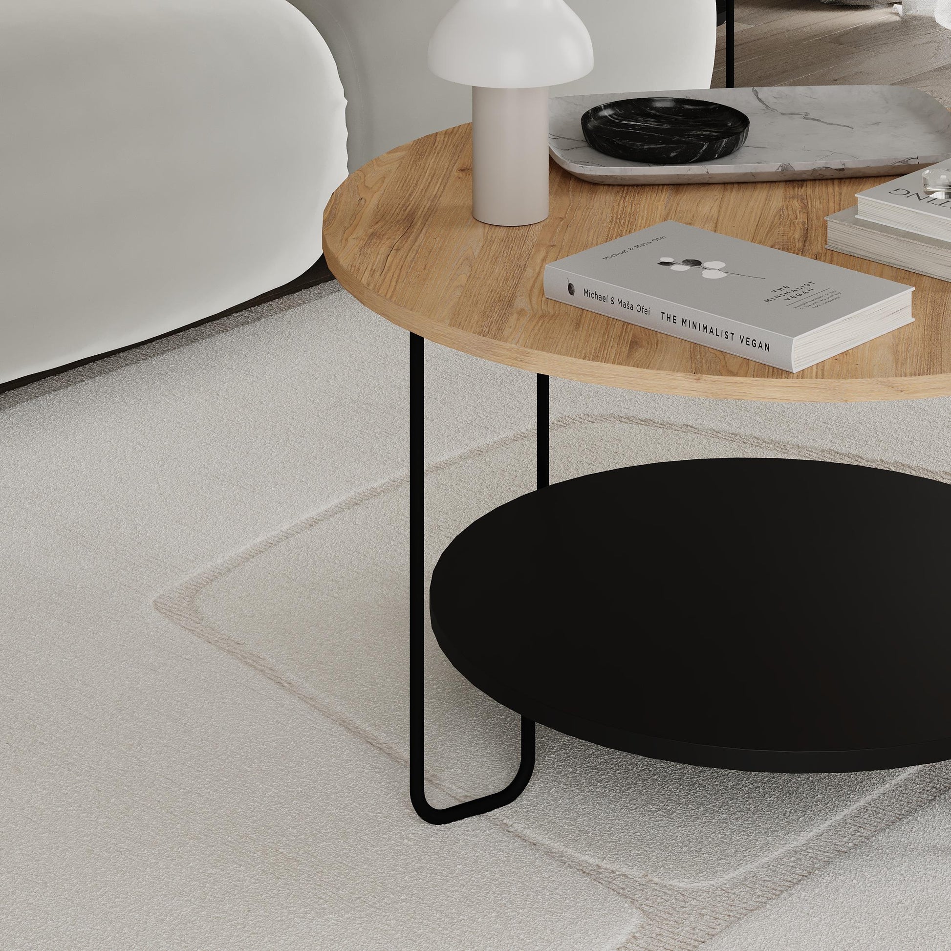 Corro Round Coffee Table - Oak Black - 7
