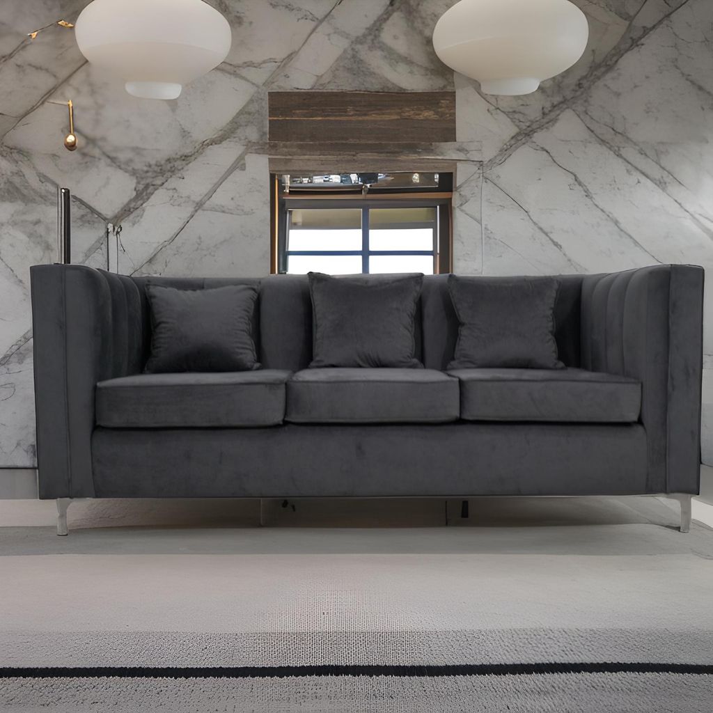Emily 3 Seater Sofa - Grey Velvet