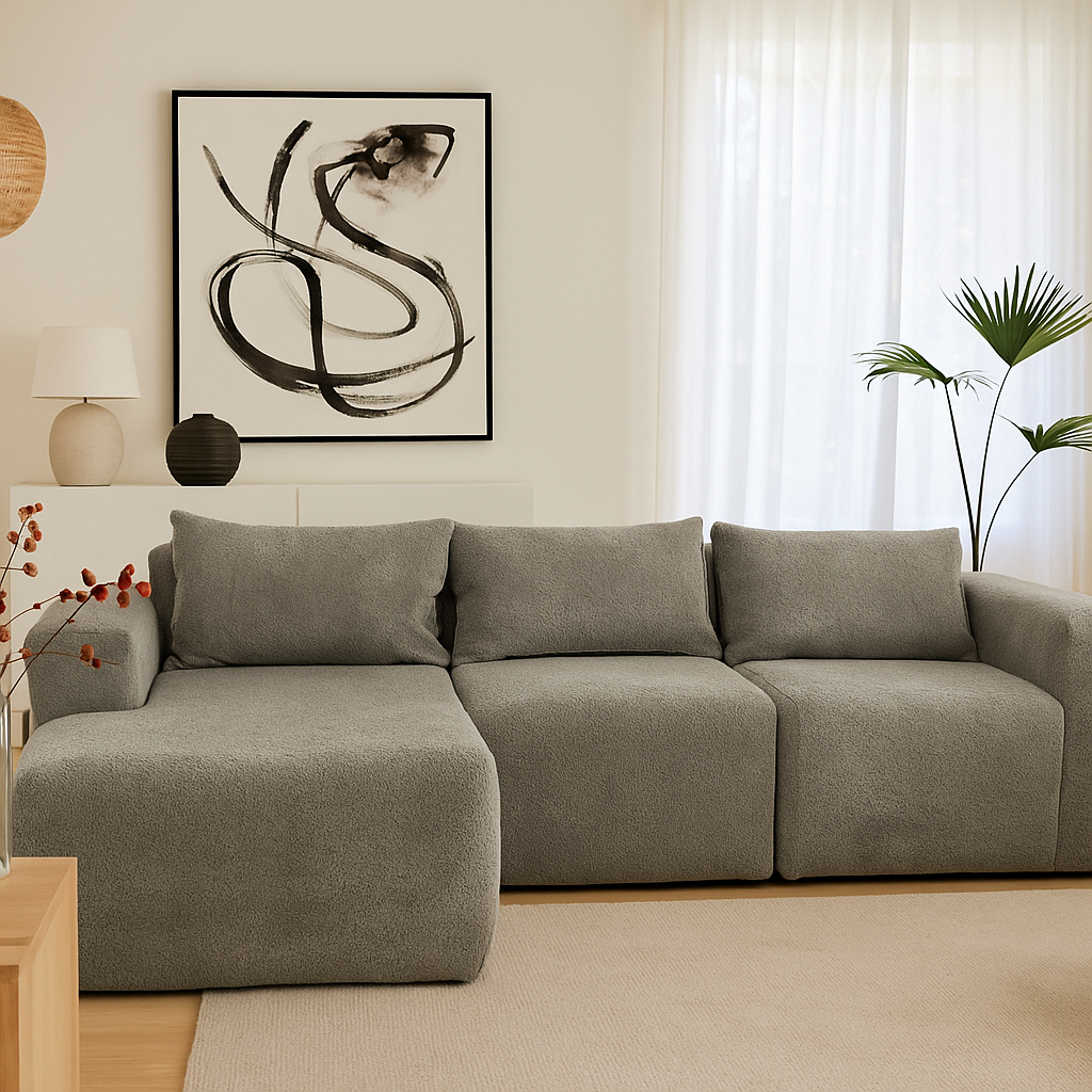 Modular 3 Seater Sofa - Teddy Fleece Left Hand