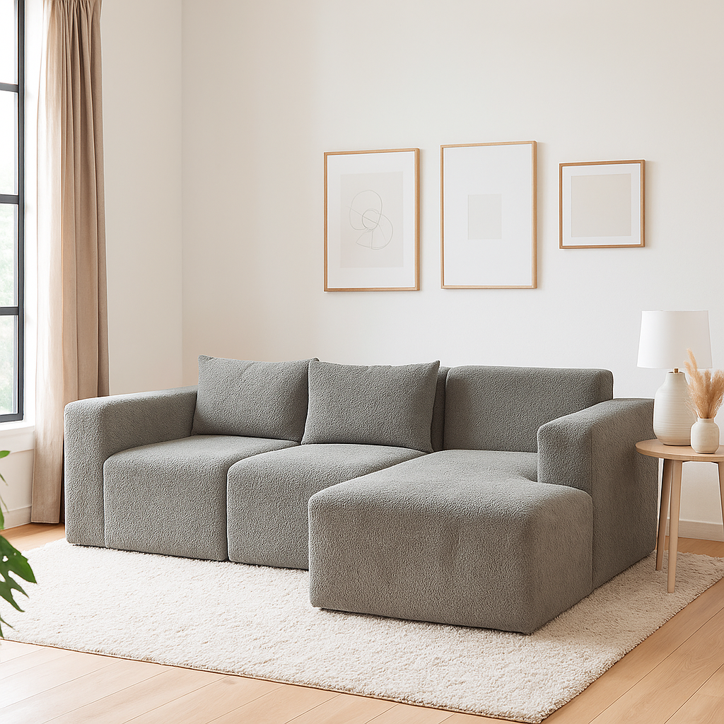 Modular 3 Seater Sofa - Teddy Fleece Right Hand