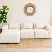 Modular 3 Seater Sofa - White Teddy Fleece Left Hand