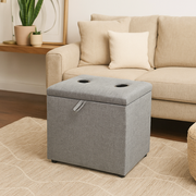 Thomas Square Cupholder Ottoman - Grey