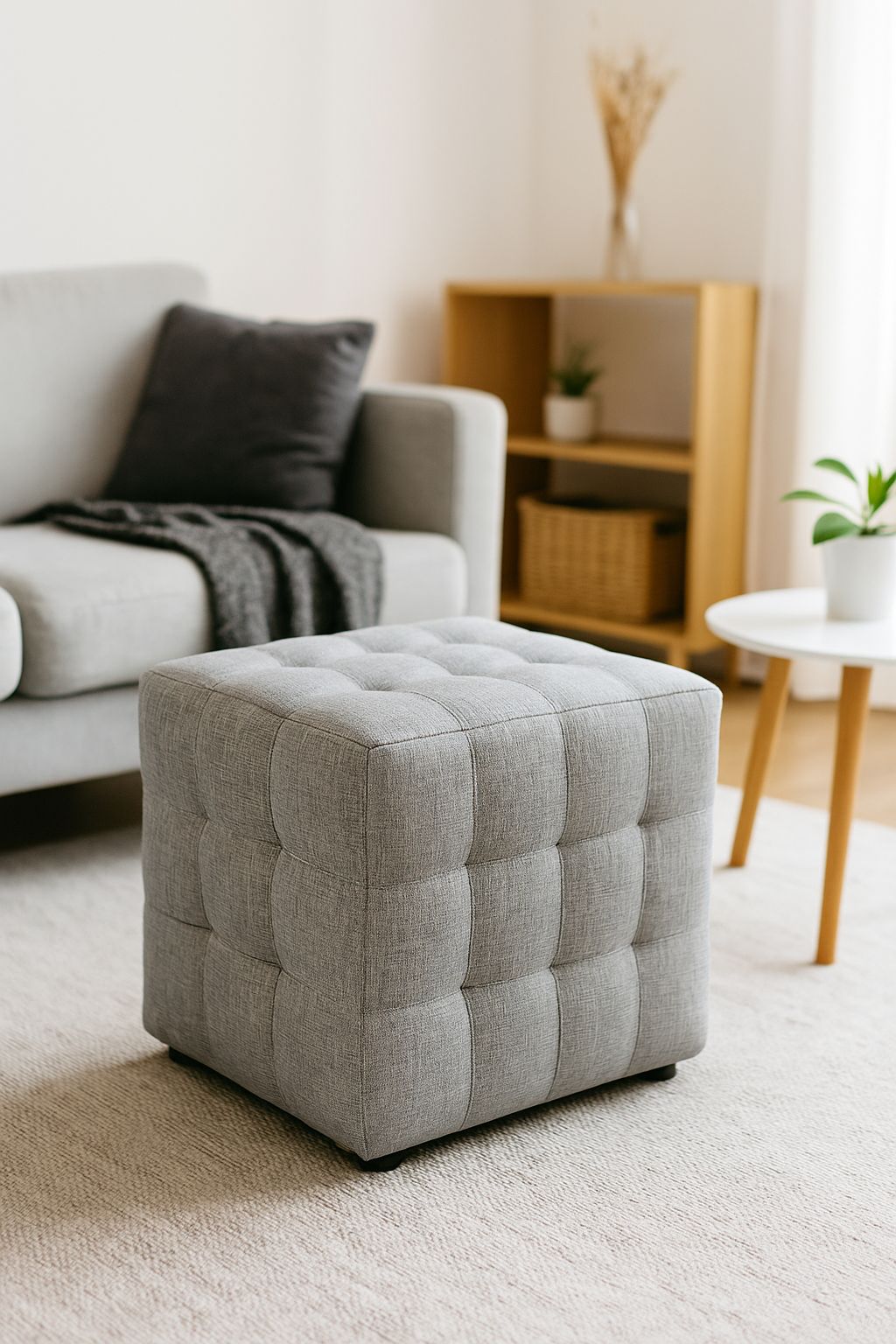 Daniel Studded Ottoman - Grey