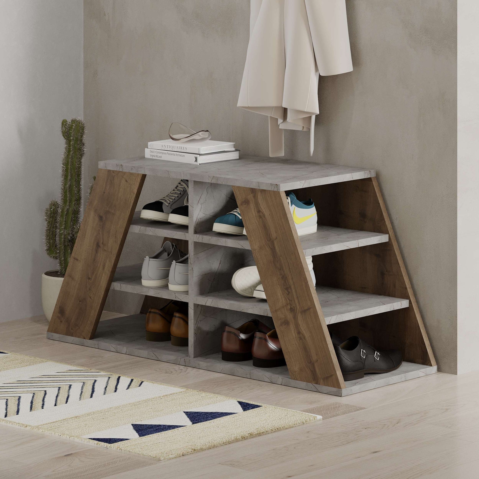 Pyramid Shoe Rack - Walnut