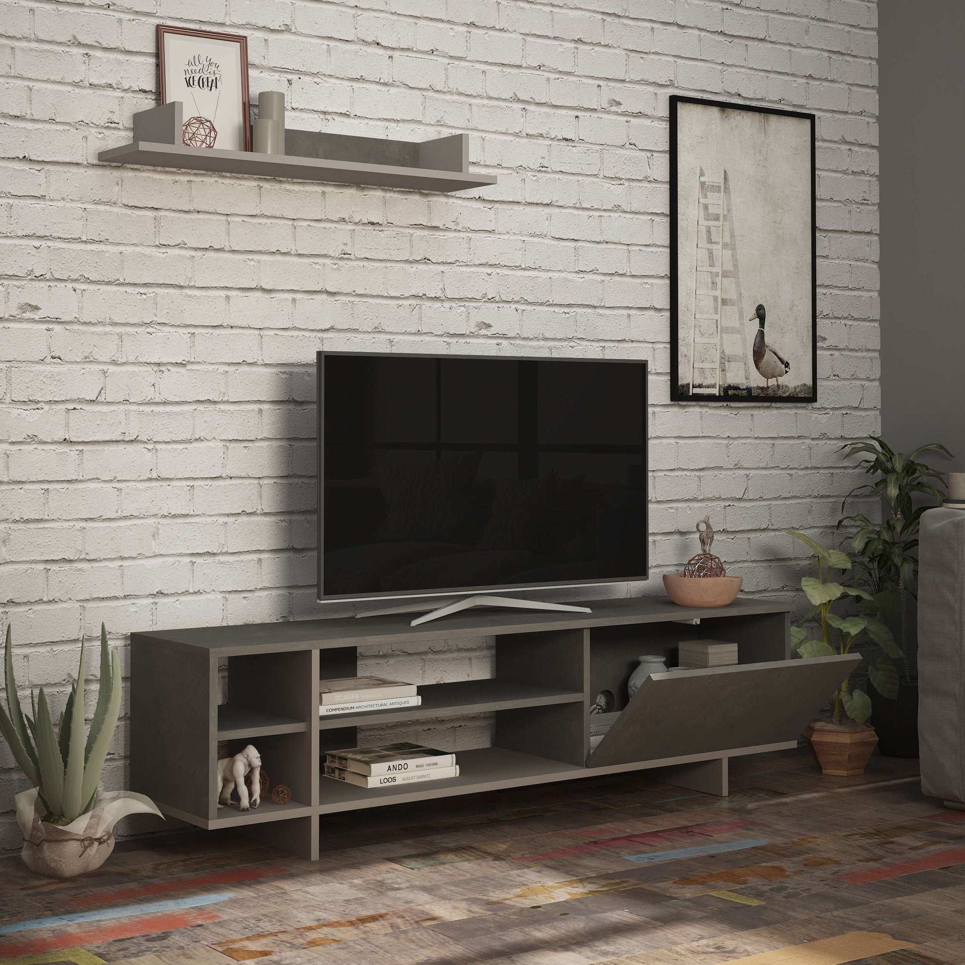 Stockton TV Unit - Retro Grey - 4