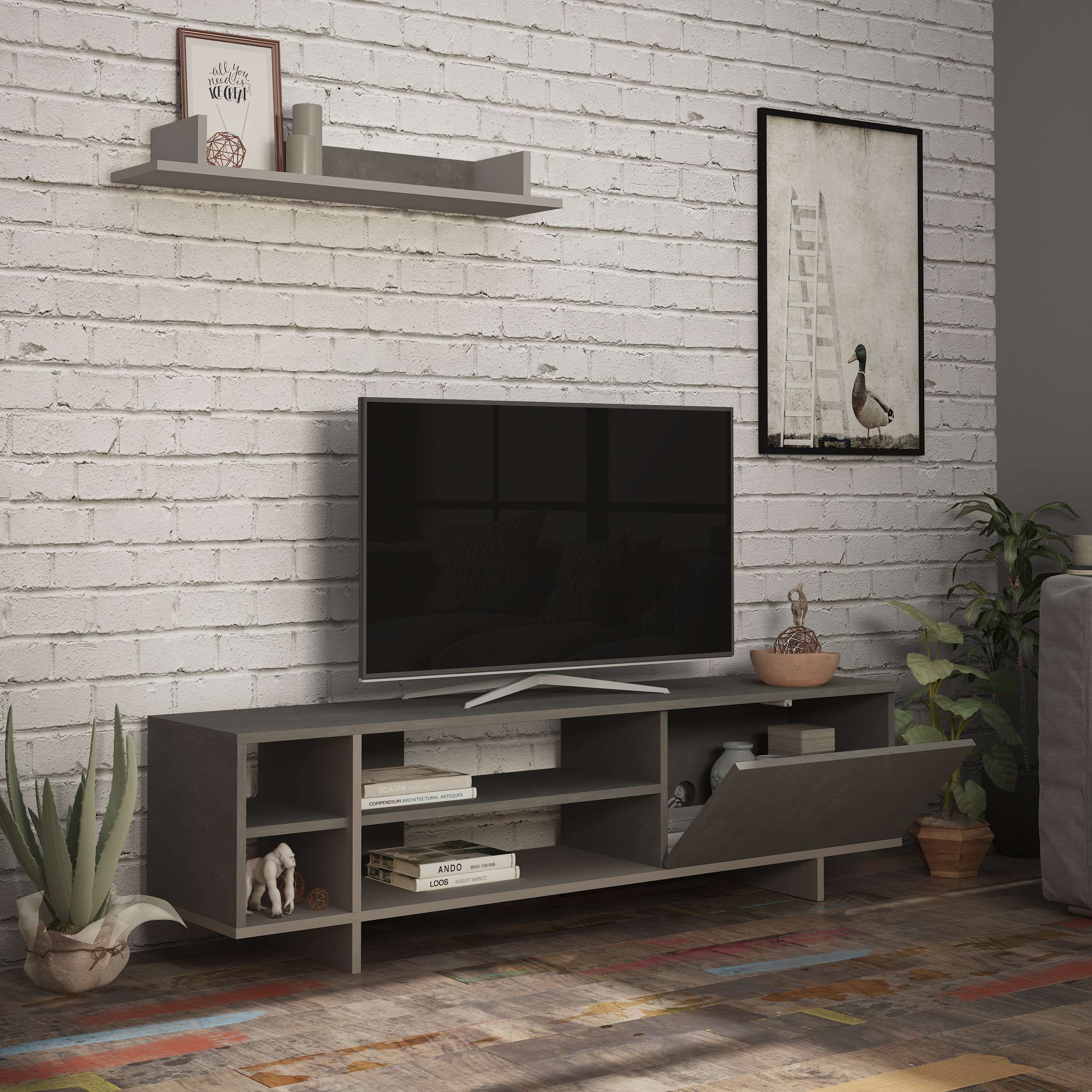 Stockton TV Unit - Retro Grey - 4