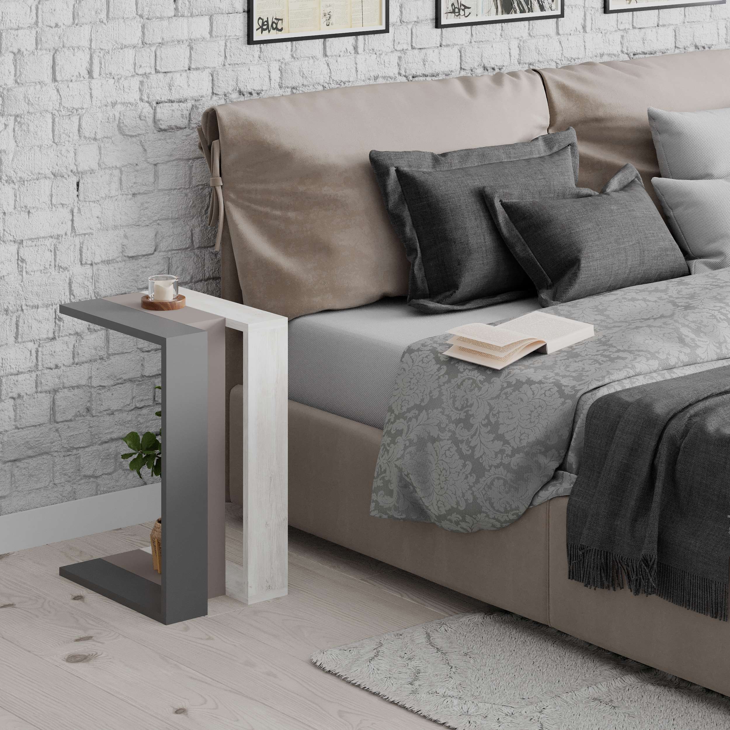 Muju Side Table - Anthracide Mocha White - 2