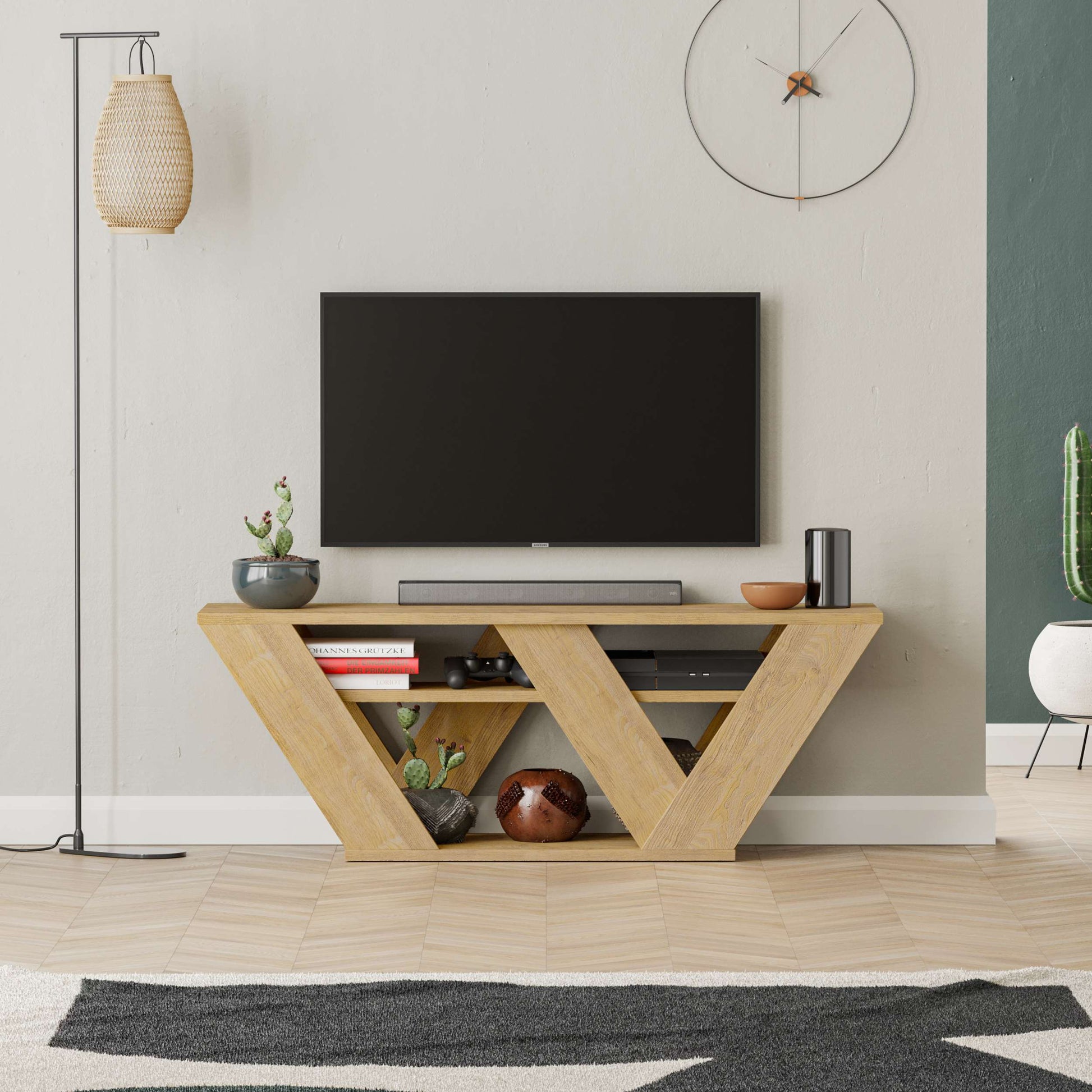 Pipralla TV Stand - Oak - 2