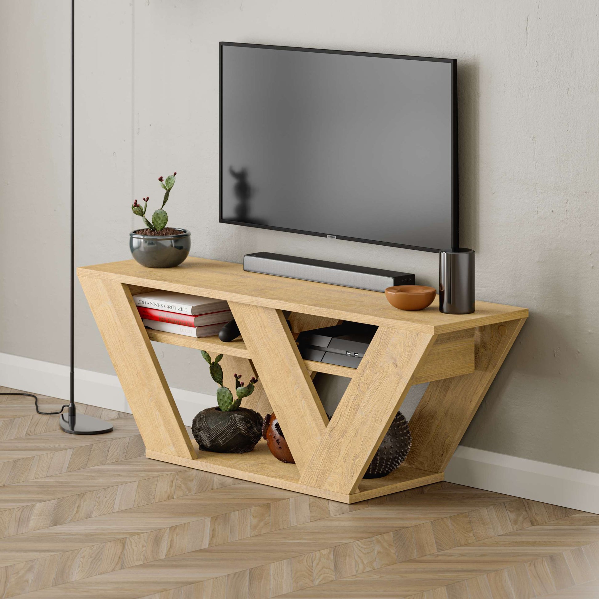 Pipralla TV Stand - Oak - 3