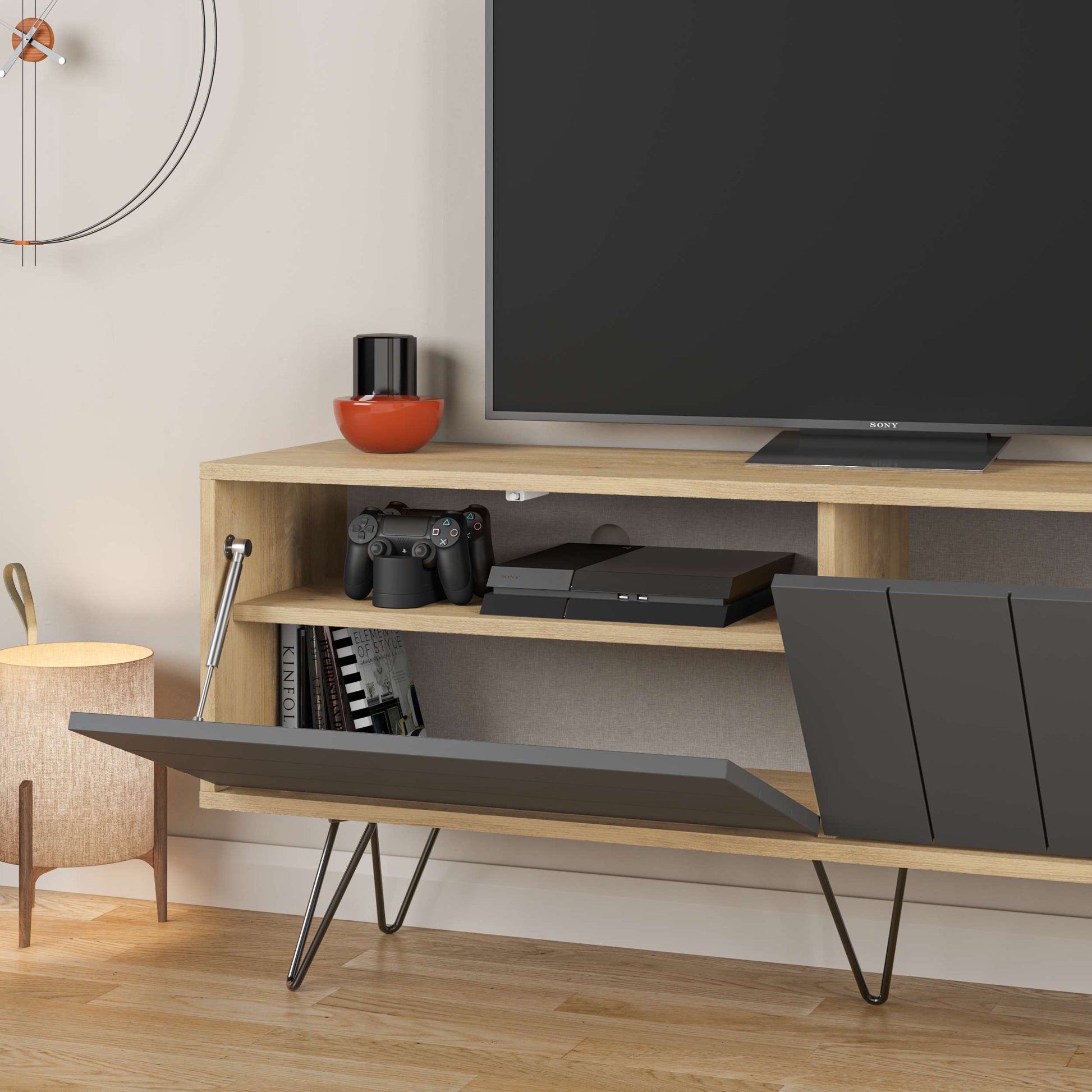 Picadilly TV Unit - Oak Anthracite - Additional 3