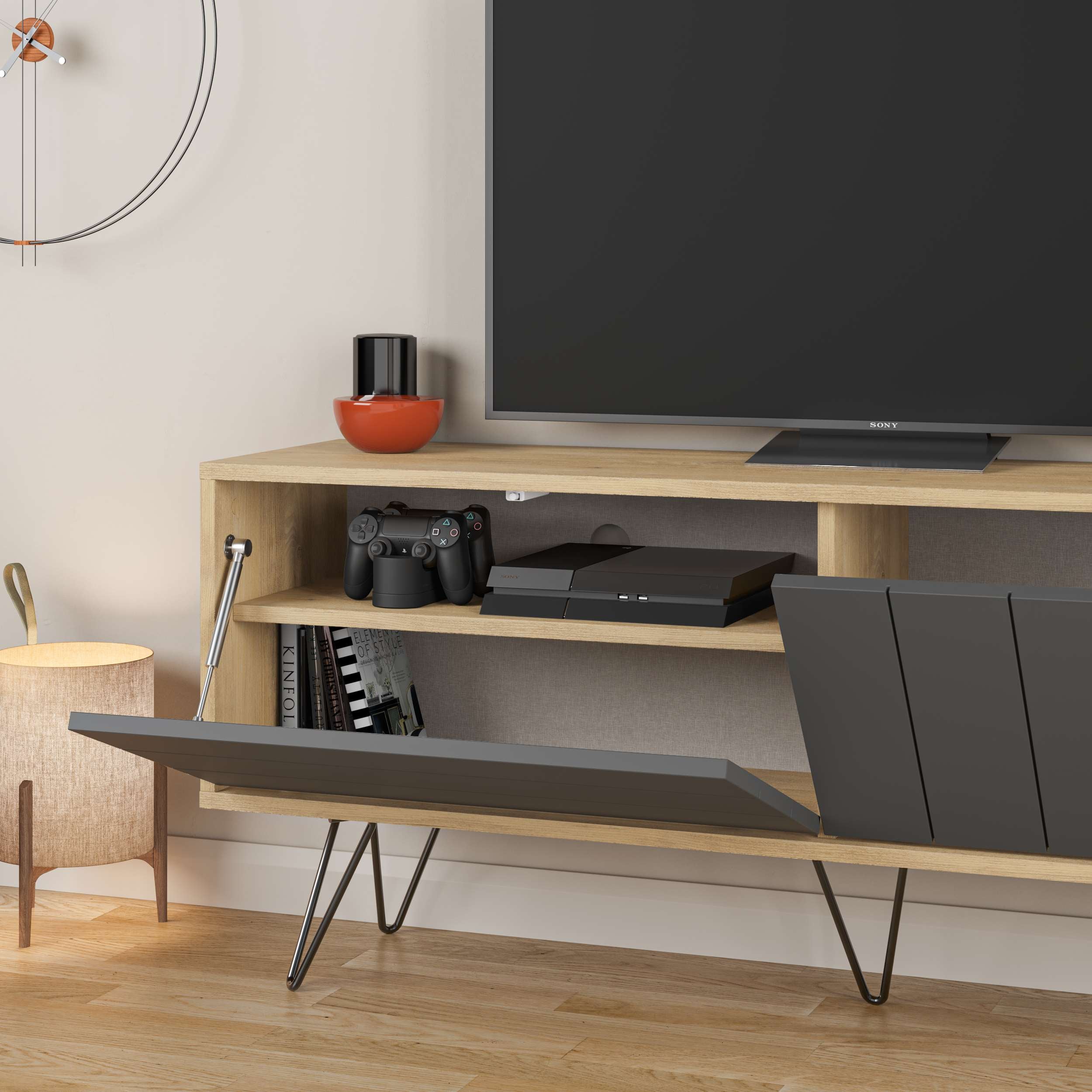 Picadilly TV Unit - Oak Anthracite - Additional 3